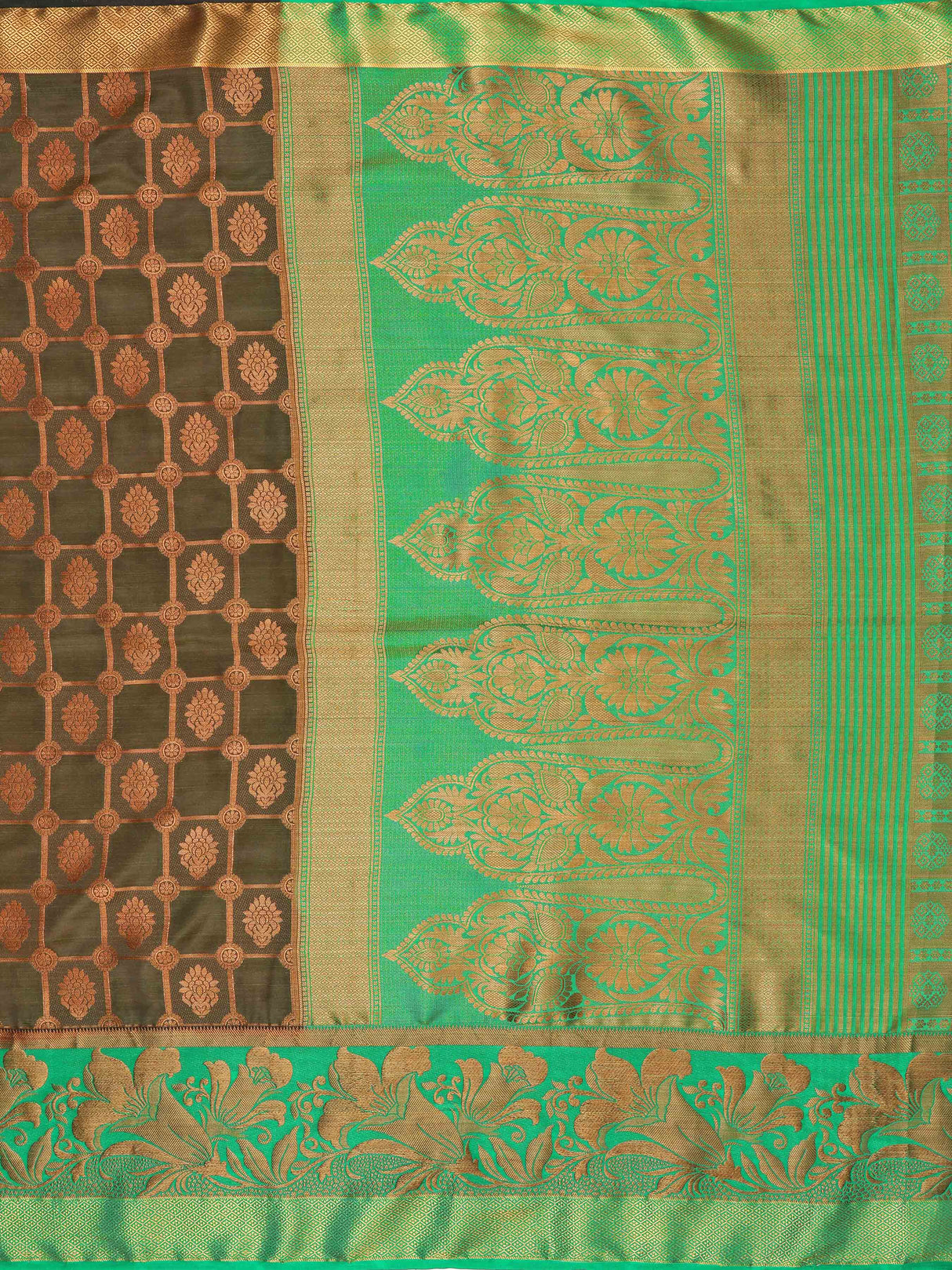 Mimosa Womens Art Silk Saree Kanjivaram Chocolate Color