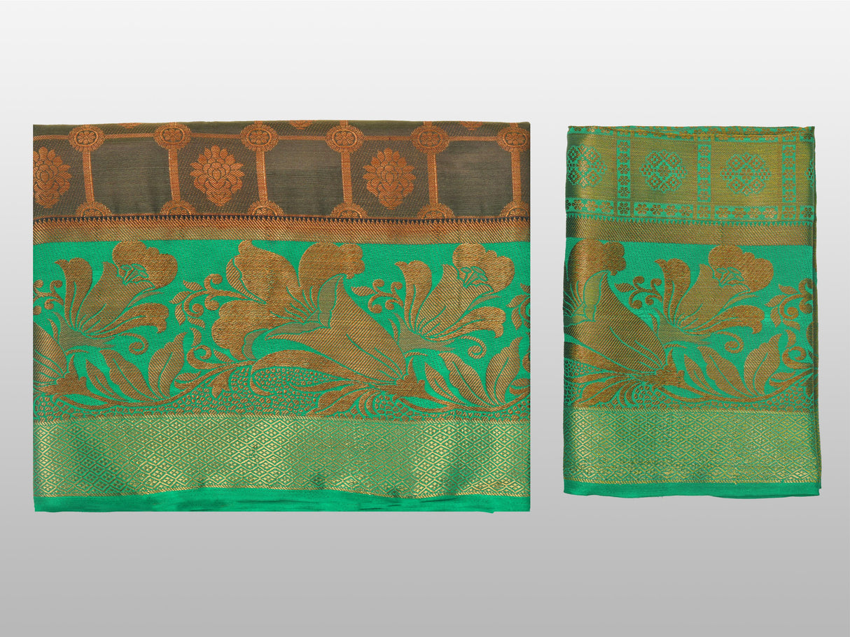 Mimosa Womens Art Silk Saree Kanjivaram Chocolate Color