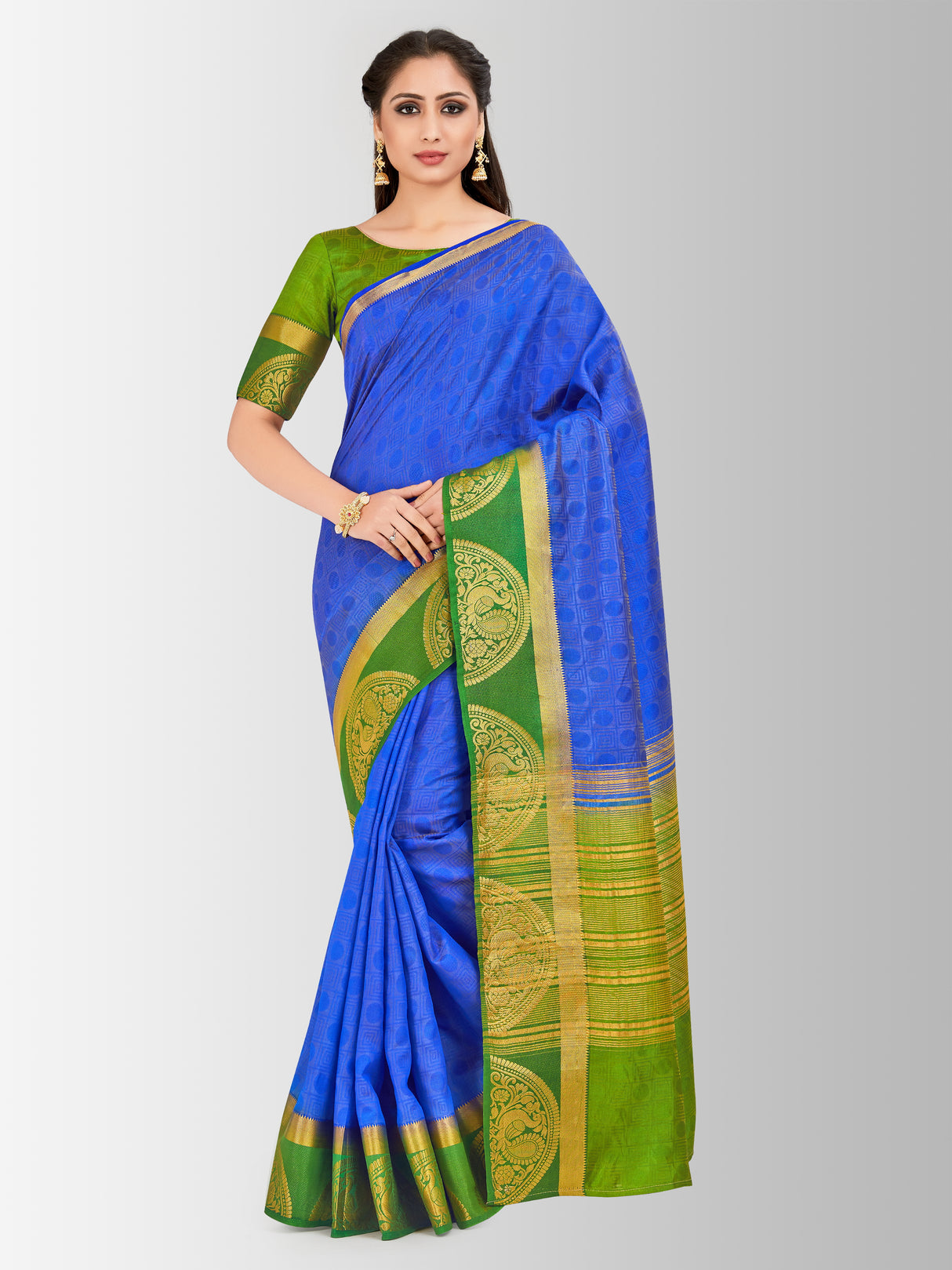 Mimosa Womens Art Silk Saree Kanjivaram Royal Blue Color