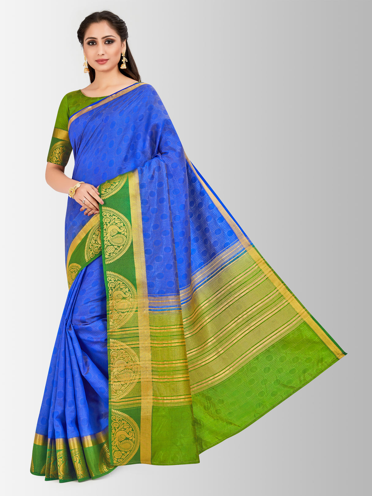 Mimosa Womens Art Silk Saree Kanjivaram Royal Blue Color