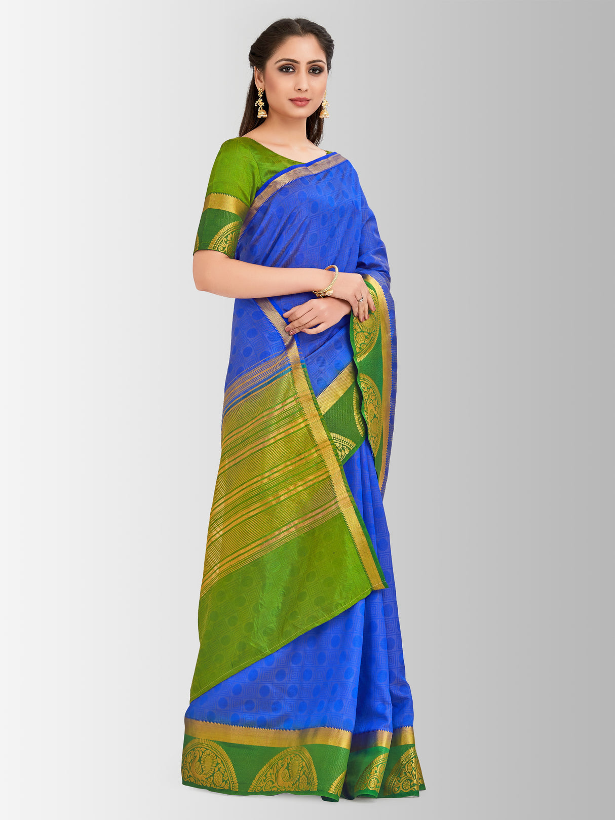 Mimosa Womens Art Silk Saree Kanjivaram Royal Blue Color