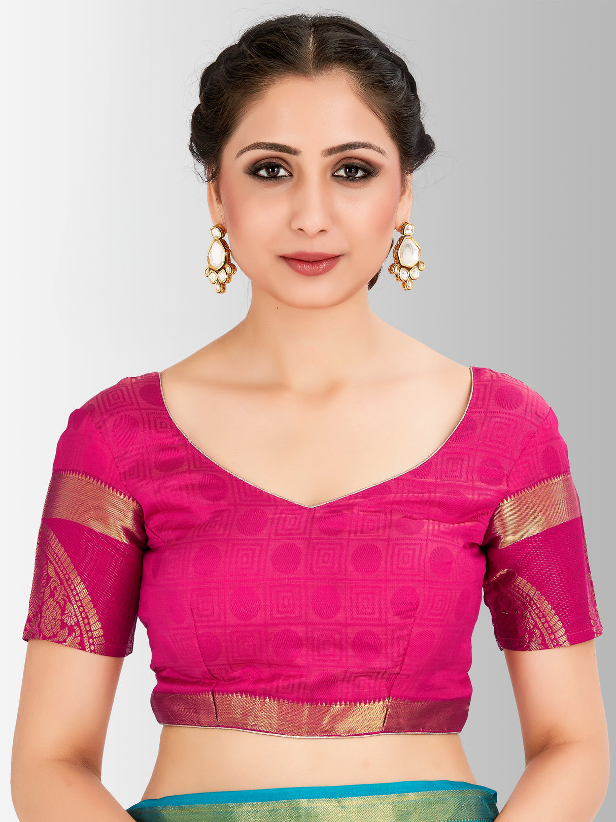 Mimosa Womens Art Silk Saree Kanjivaram Saffire Color