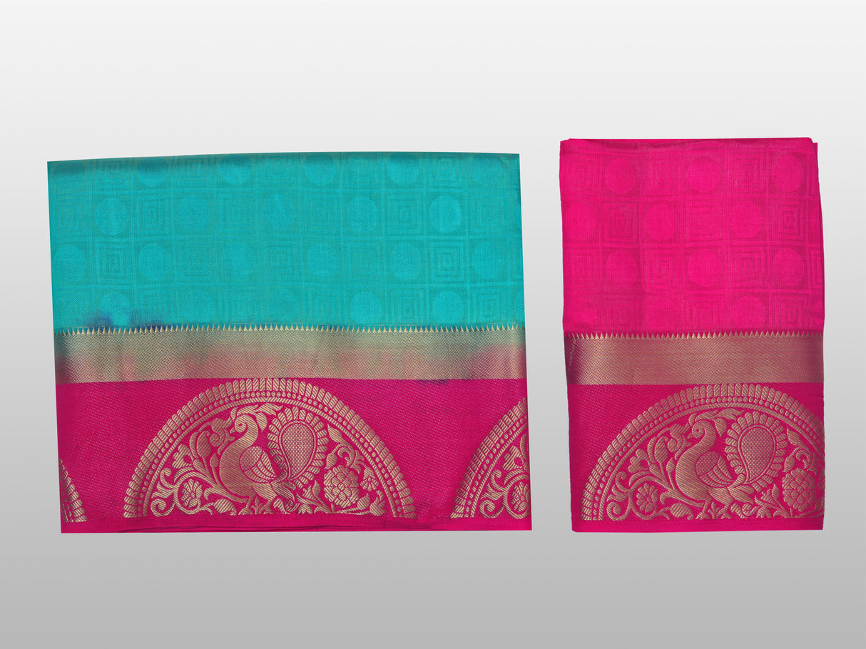 Mimosa Womens Art Silk Saree Kanjivaram Saffire Color
