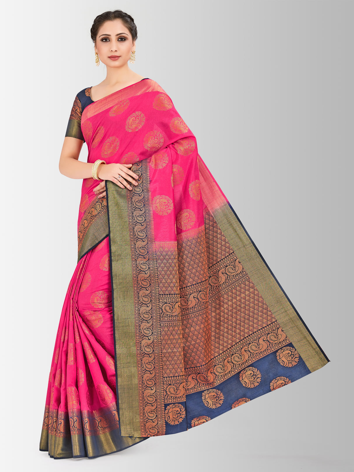 Mimosa Womens Art Silk Saree Kanjivaram Gajjari Color