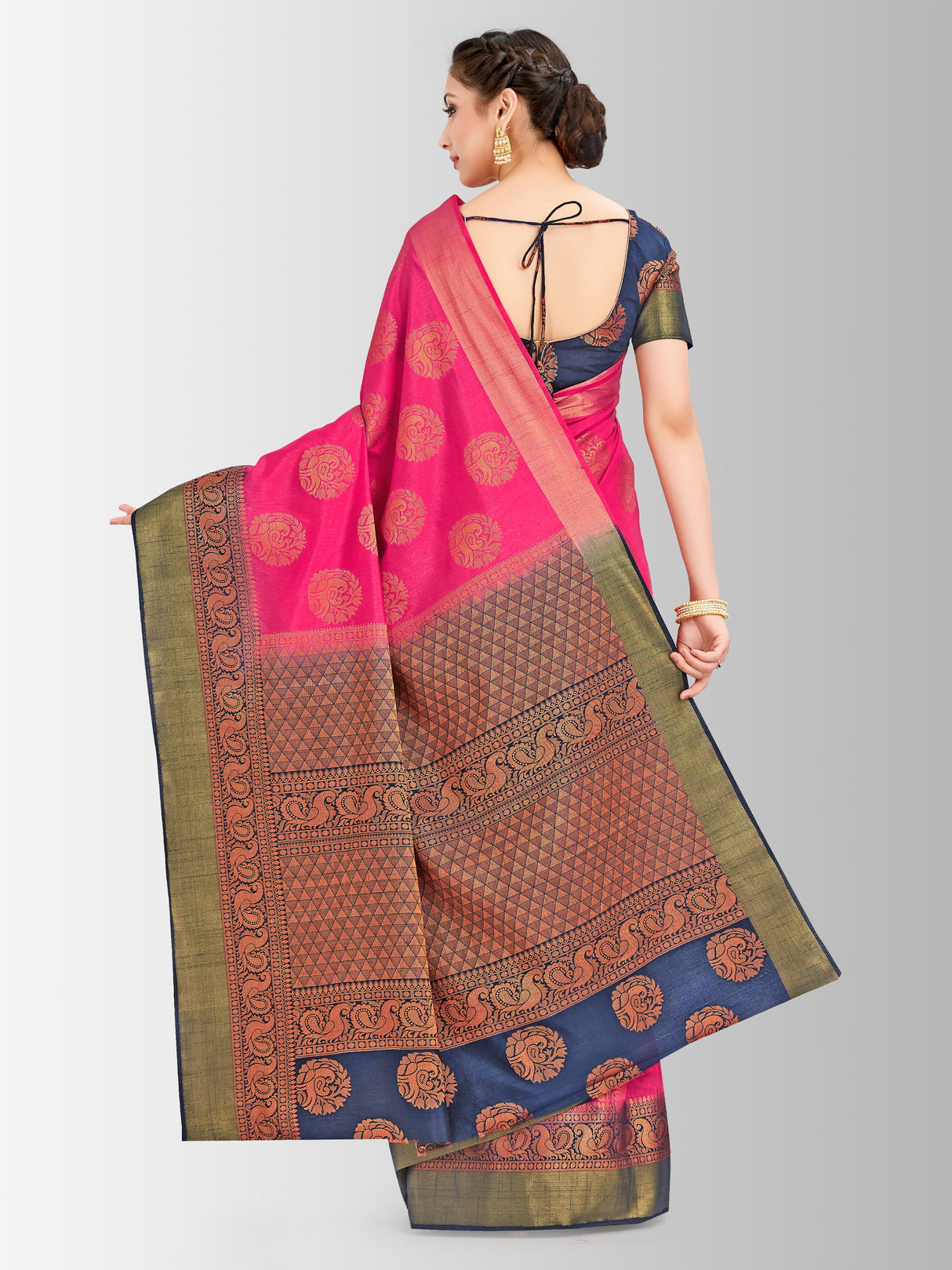 Mimosa Womens Art Silk Saree Kanjivaram Gajjari Color