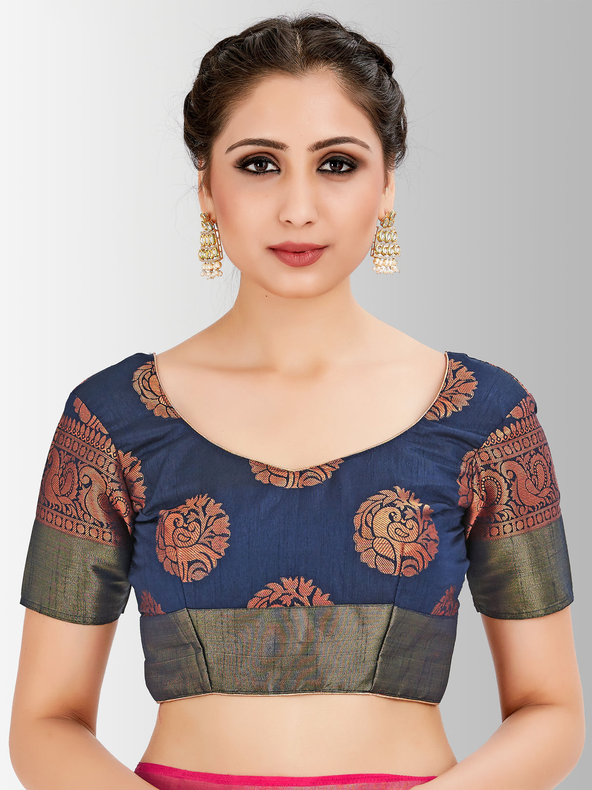 Mimosa Womens Art Silk Saree Kanjivaram Gajjari Color