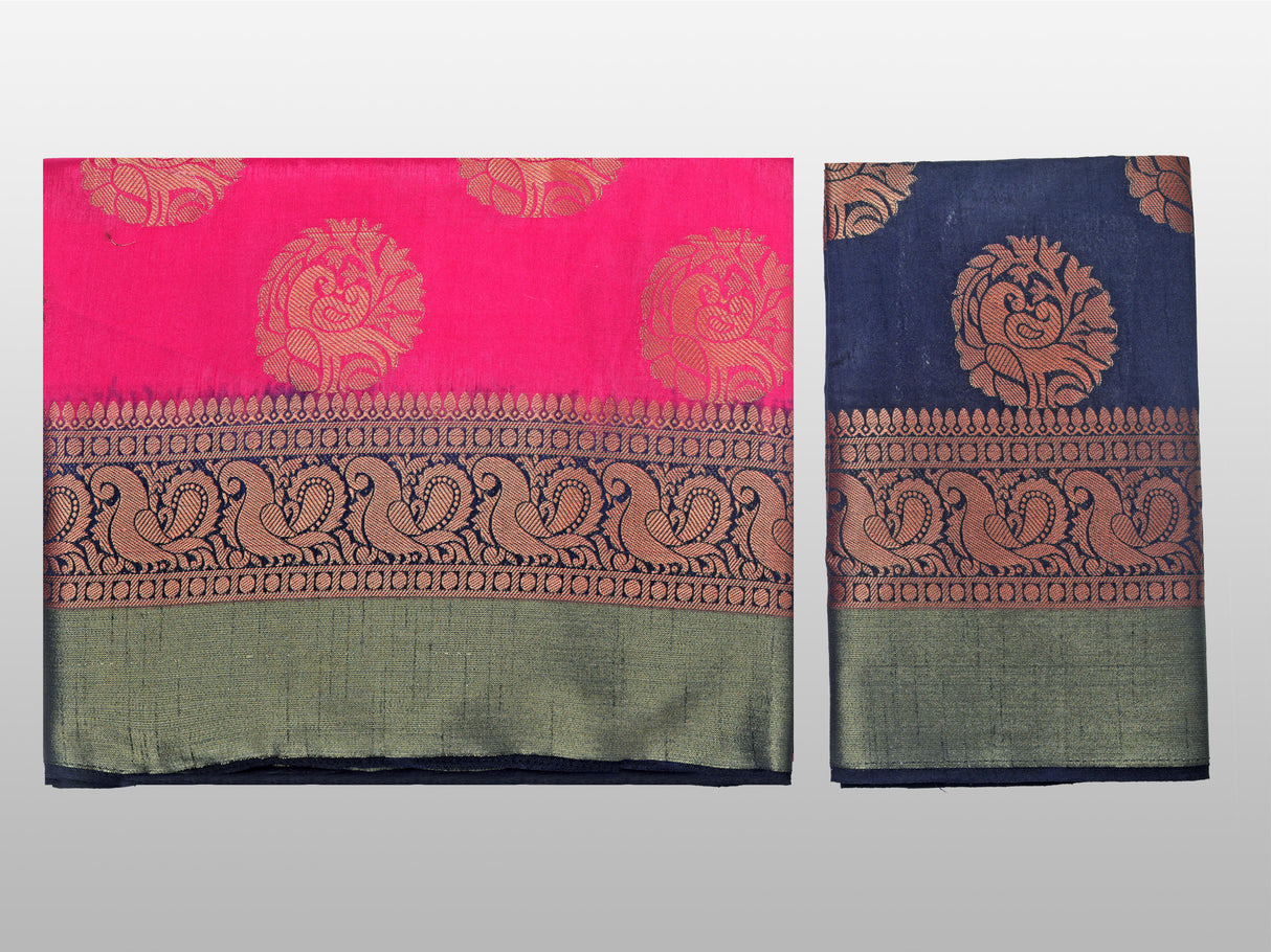 Mimosa Womens Art Silk Saree Kanjivaram Gajjari Color
