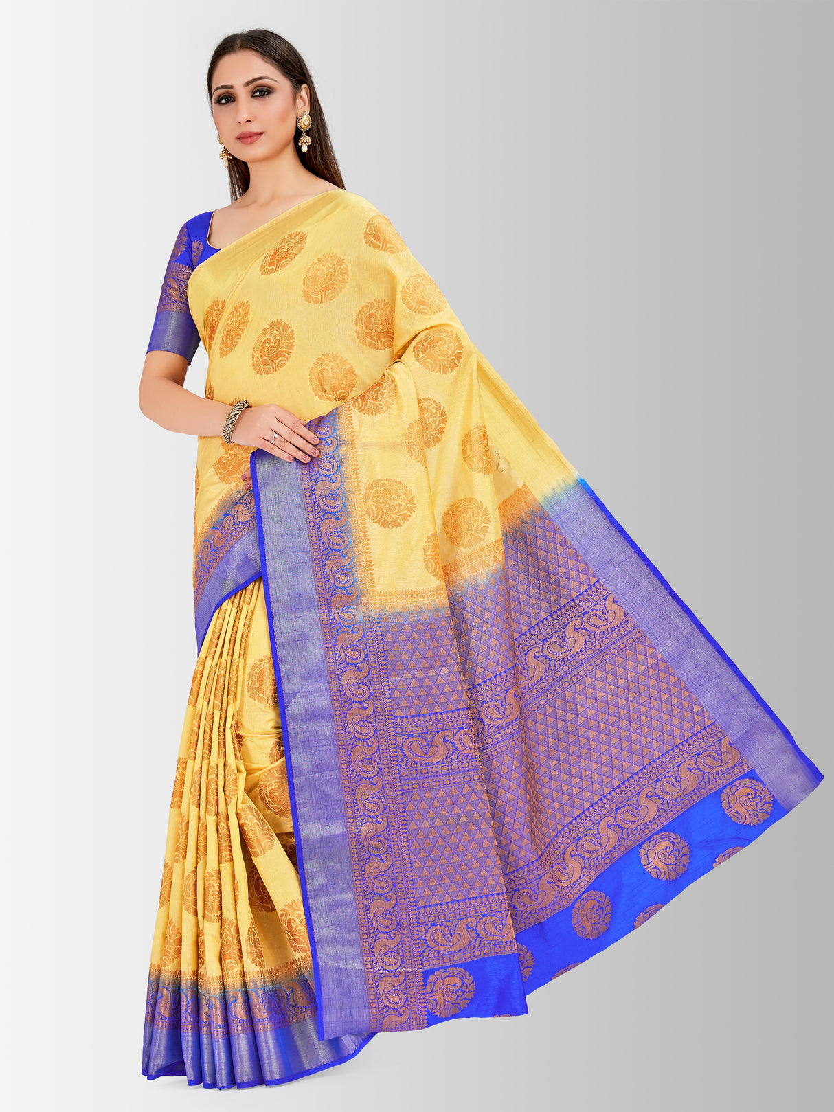 Mimosa Womens Art Silk Saree Kanjivaram Tusser Color