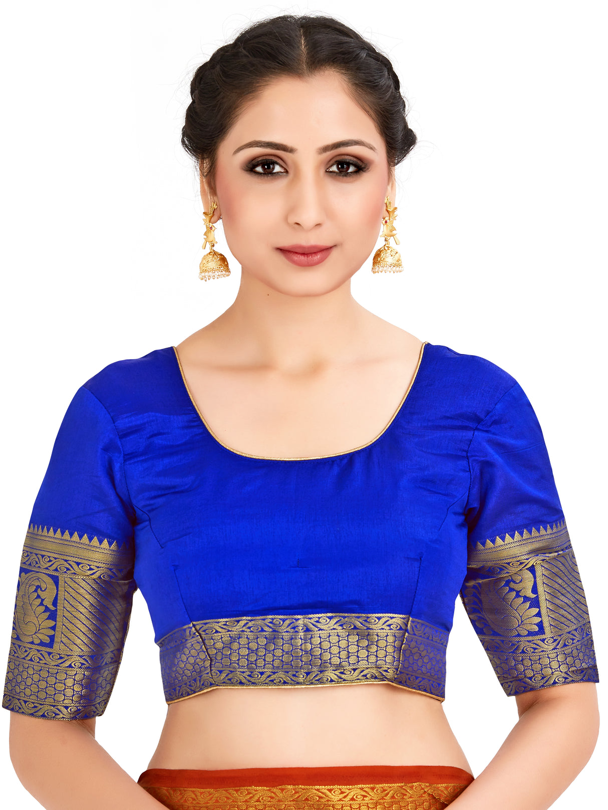 Mimosa Womens Art Silk Saree Paithani Orange Color