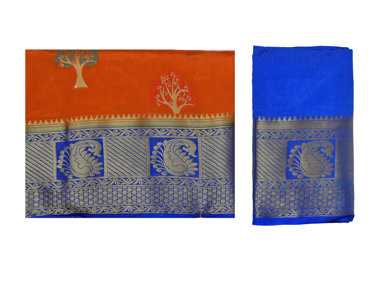 Mimosa Womens Art Silk Saree Paithani Orange Color