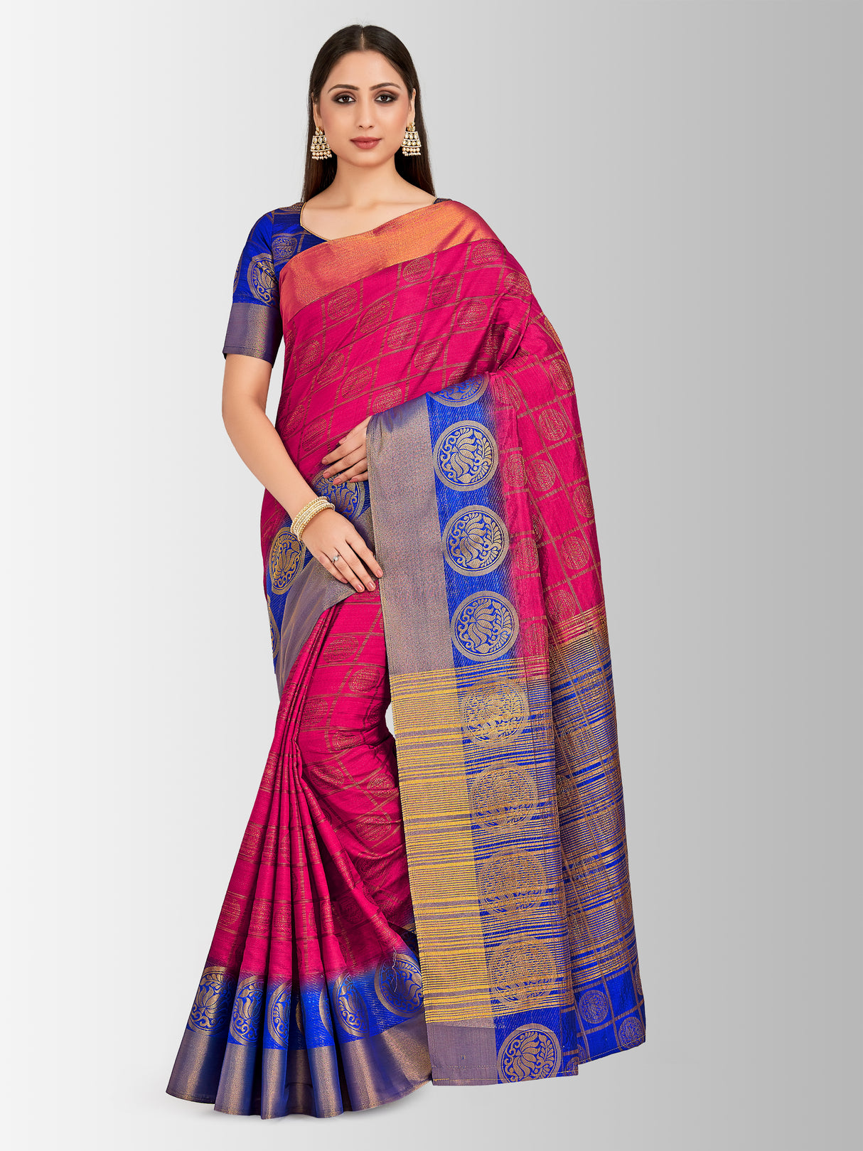Mimosa Womens Tussar Silk Saree Banarasi style Gajjari Color