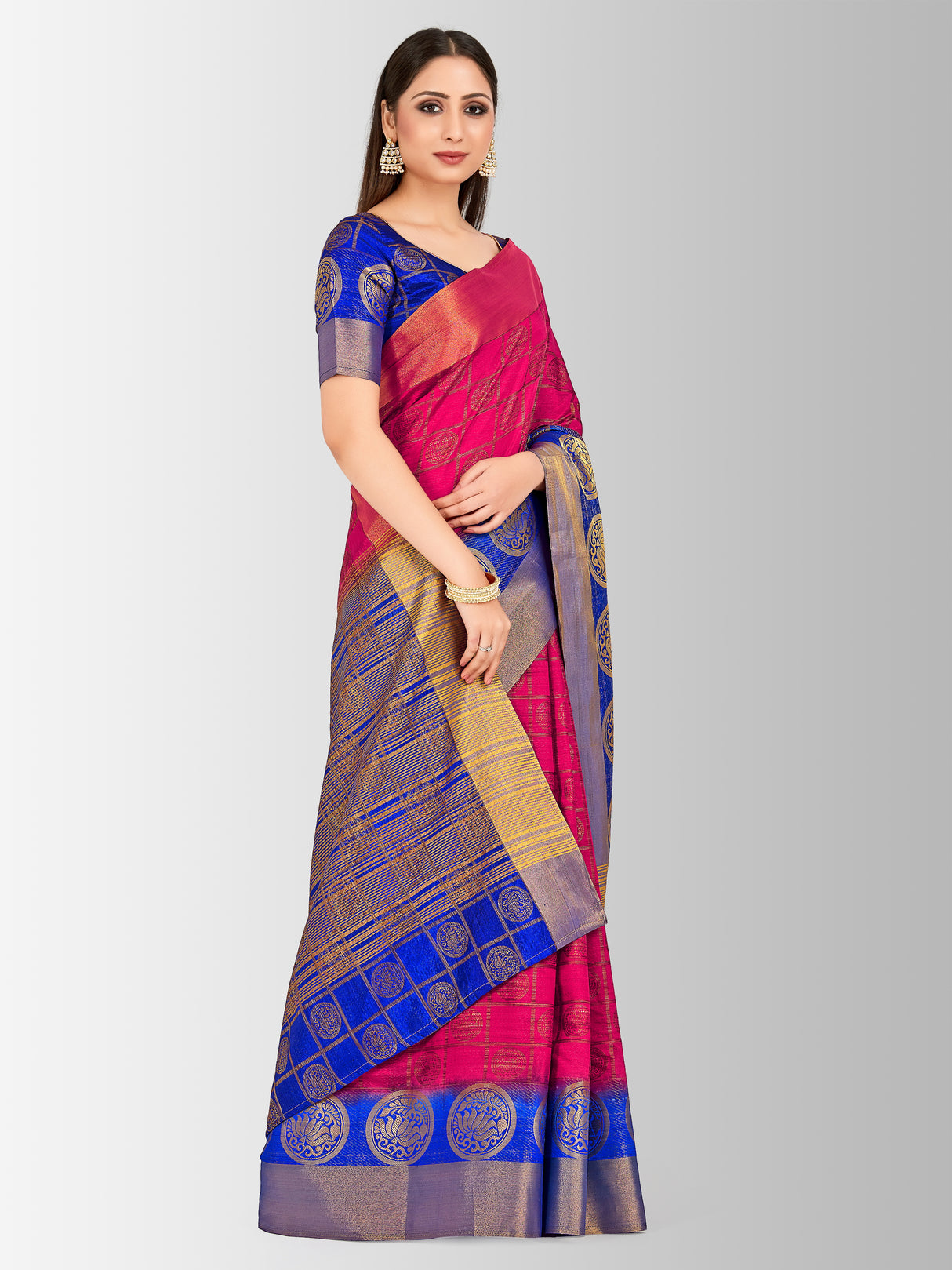 Mimosa Womens Tussar Silk Saree Banarasi style Gajjari Color