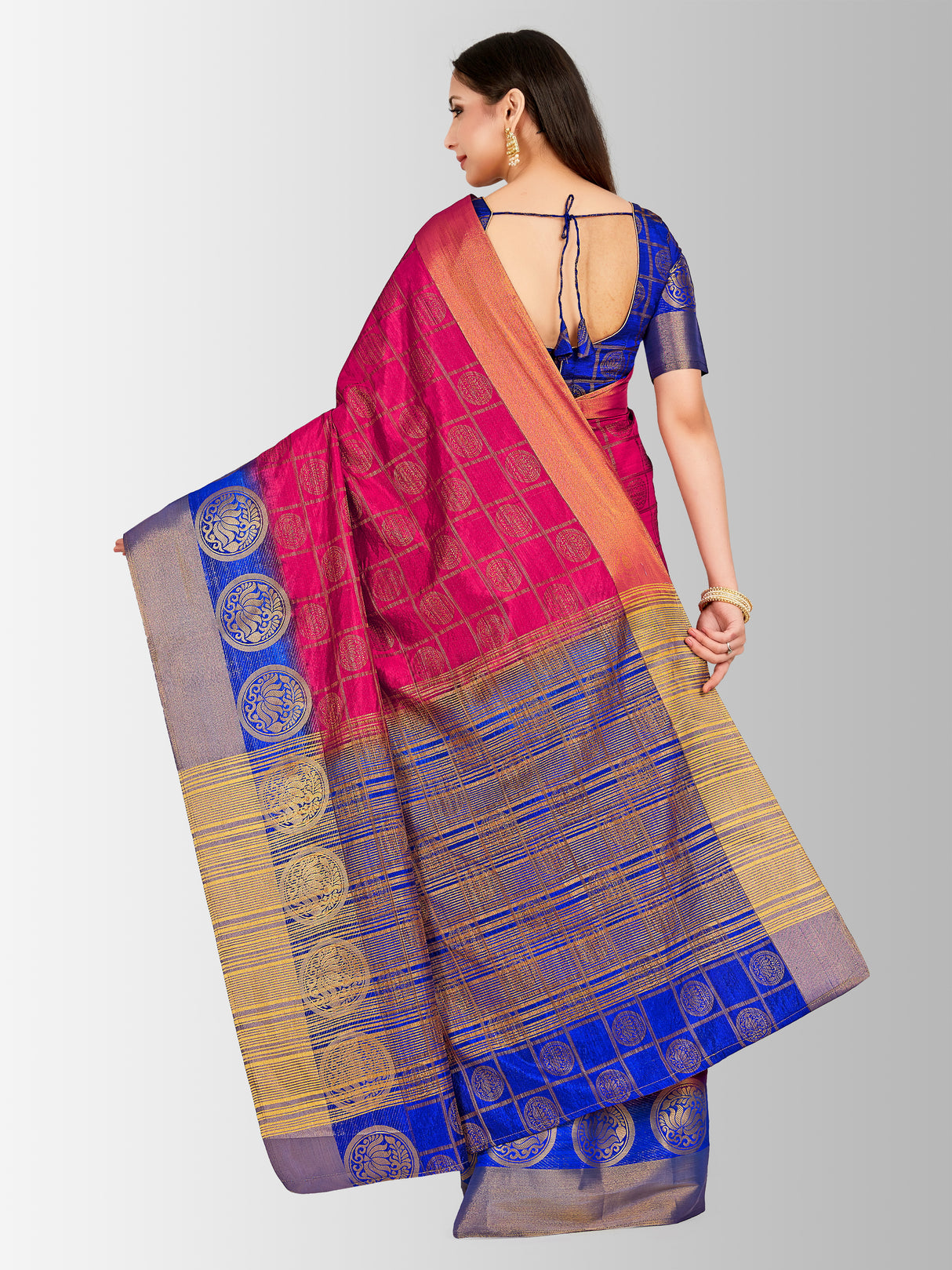 Mimosa Womens Tussar Silk Saree Banarasi style Gajjari Color
