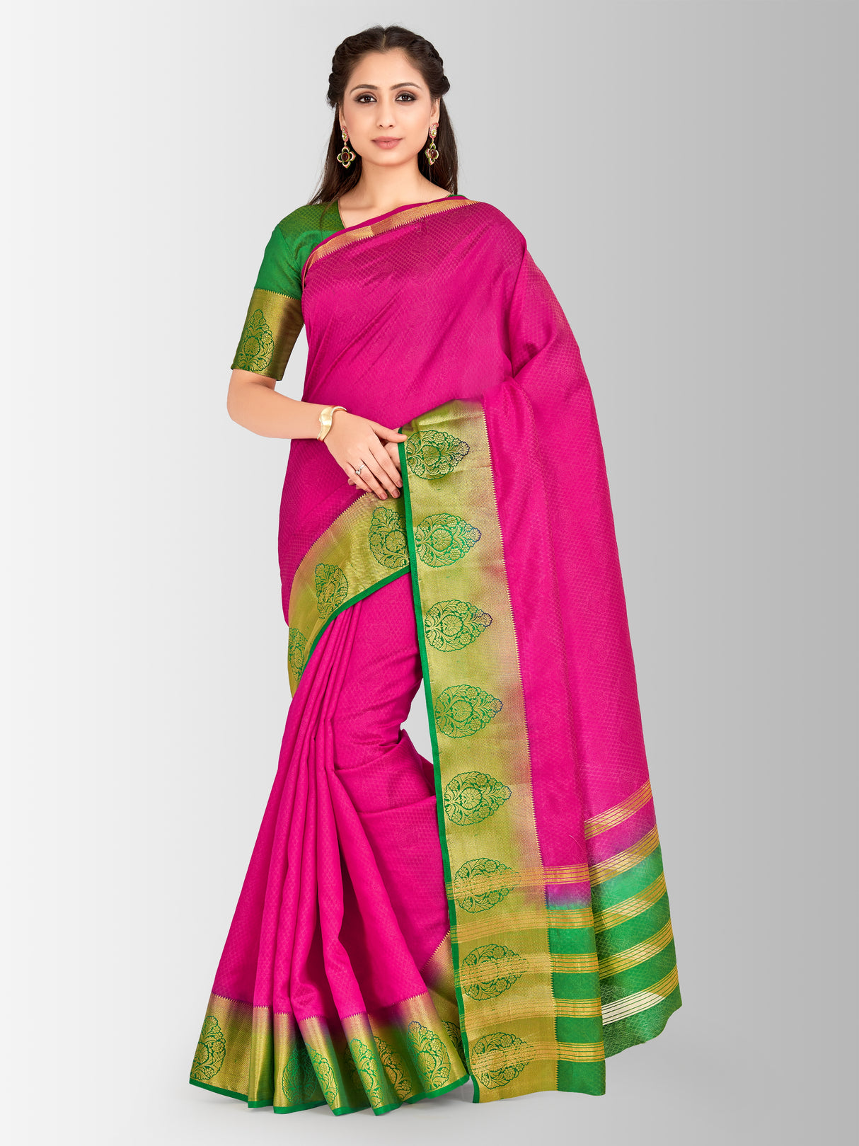 Mimosa Womens Art Silk Saree Kanjivaram Rani Color