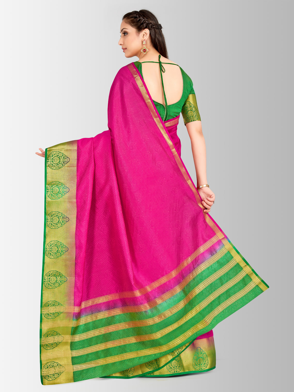 Mimosa Womens Art Silk Saree Kanjivaram Rani Color