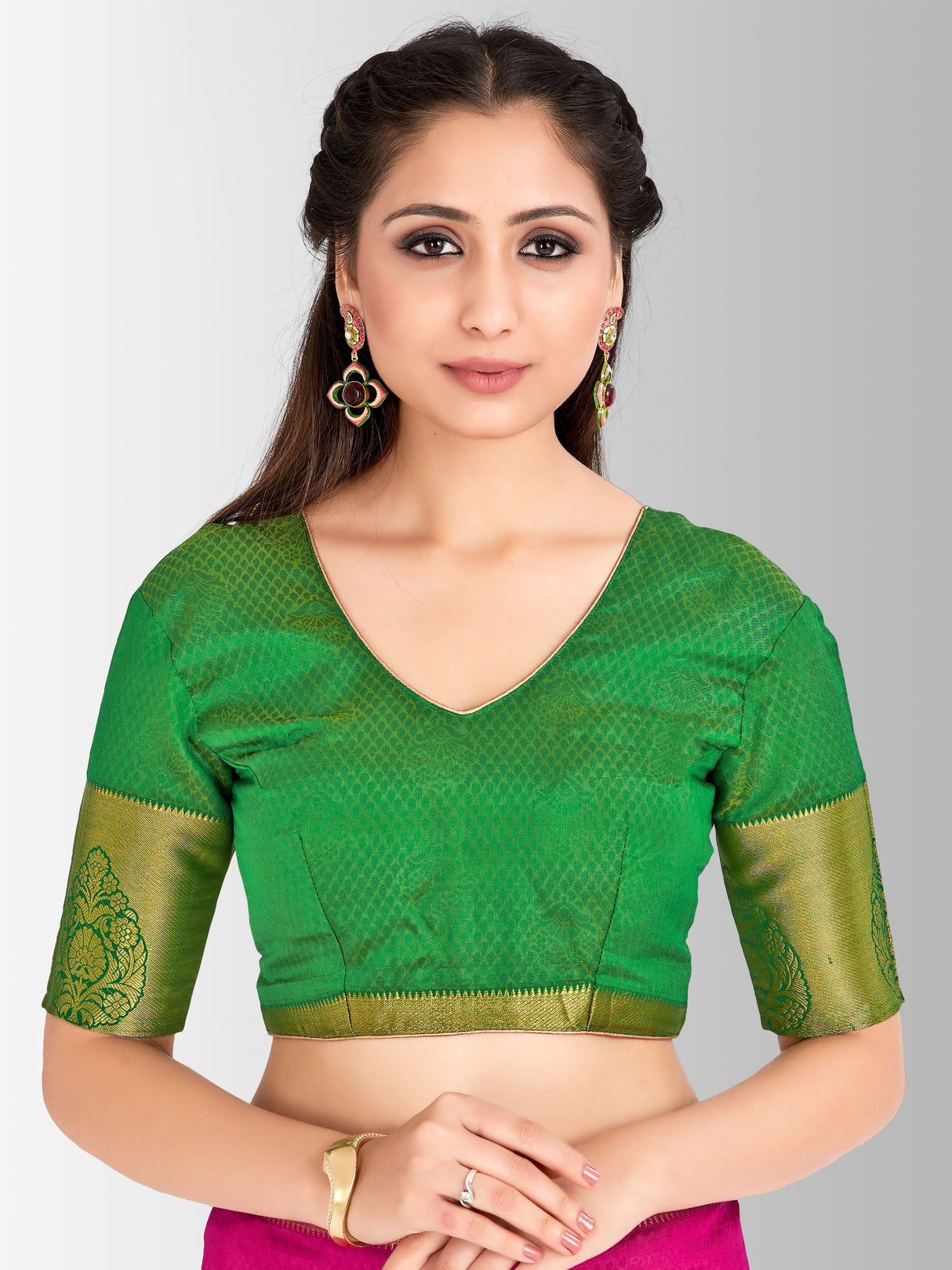 Mimosa Womens Art Silk Saree Kanjivaram Rani Color