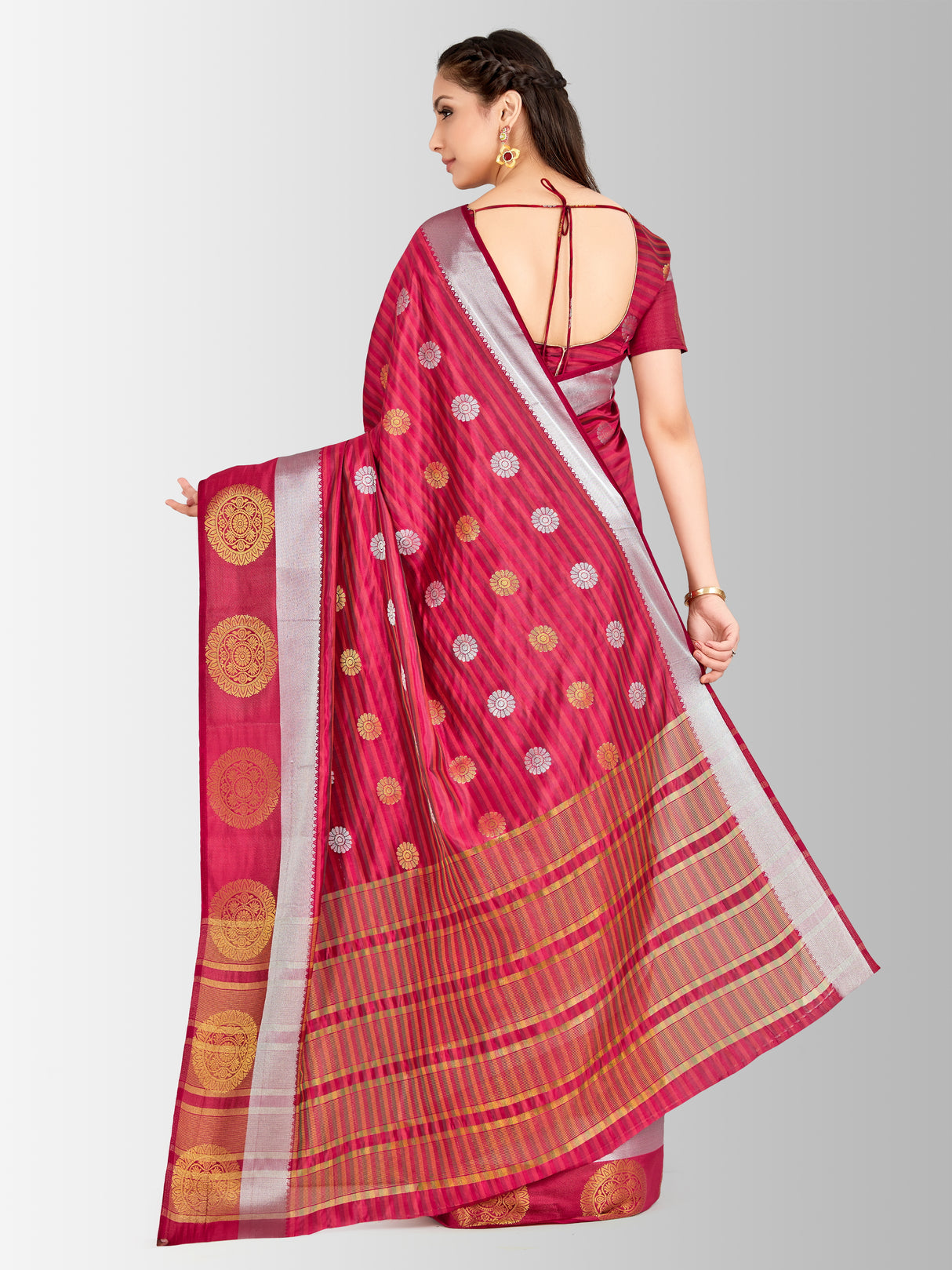 Mimosa Womens Art Silk Saree Kanjivaram Maroon Color