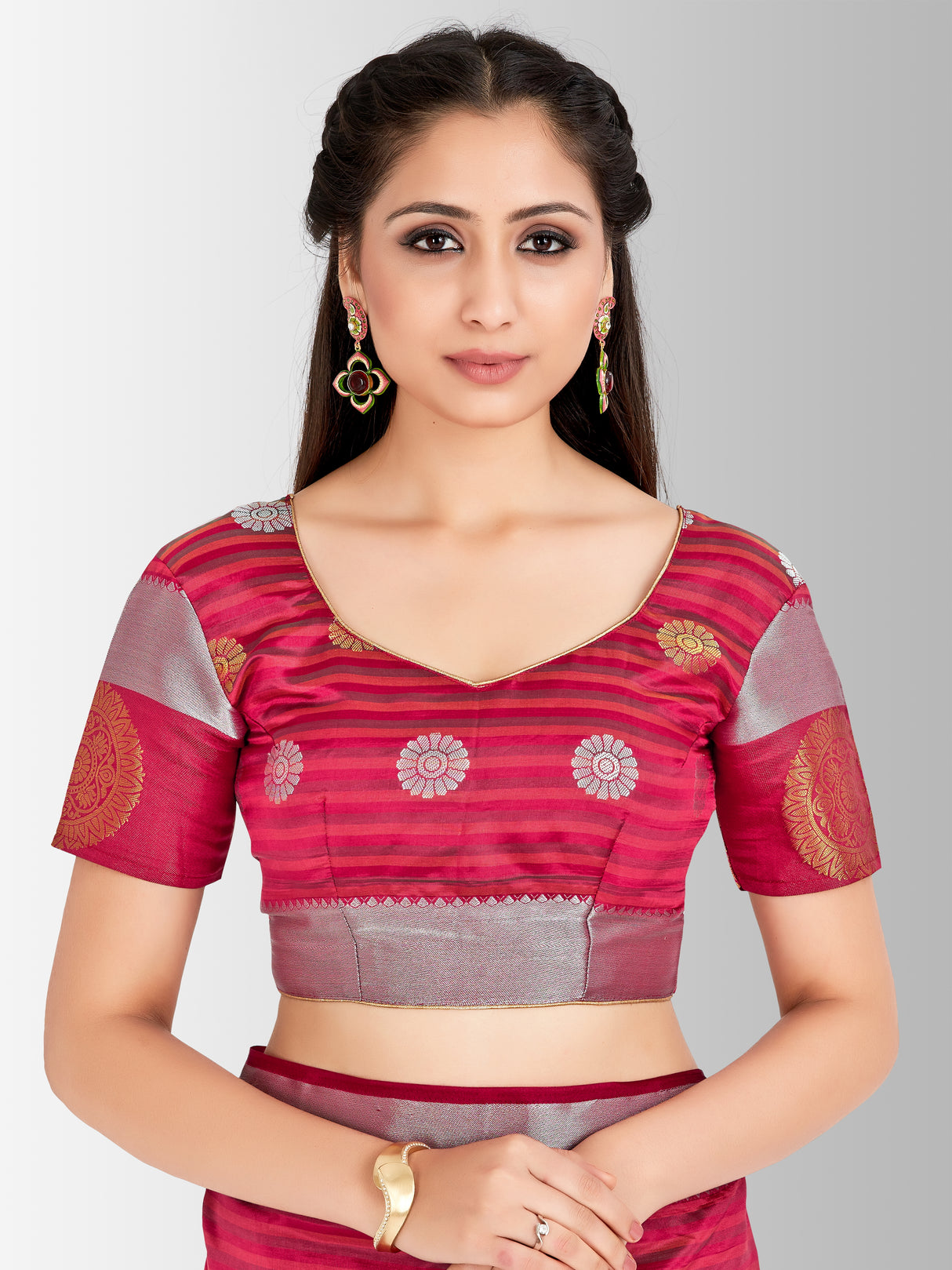 Mimosa Womens Art Silk Saree Kanjivaram Maroon Color