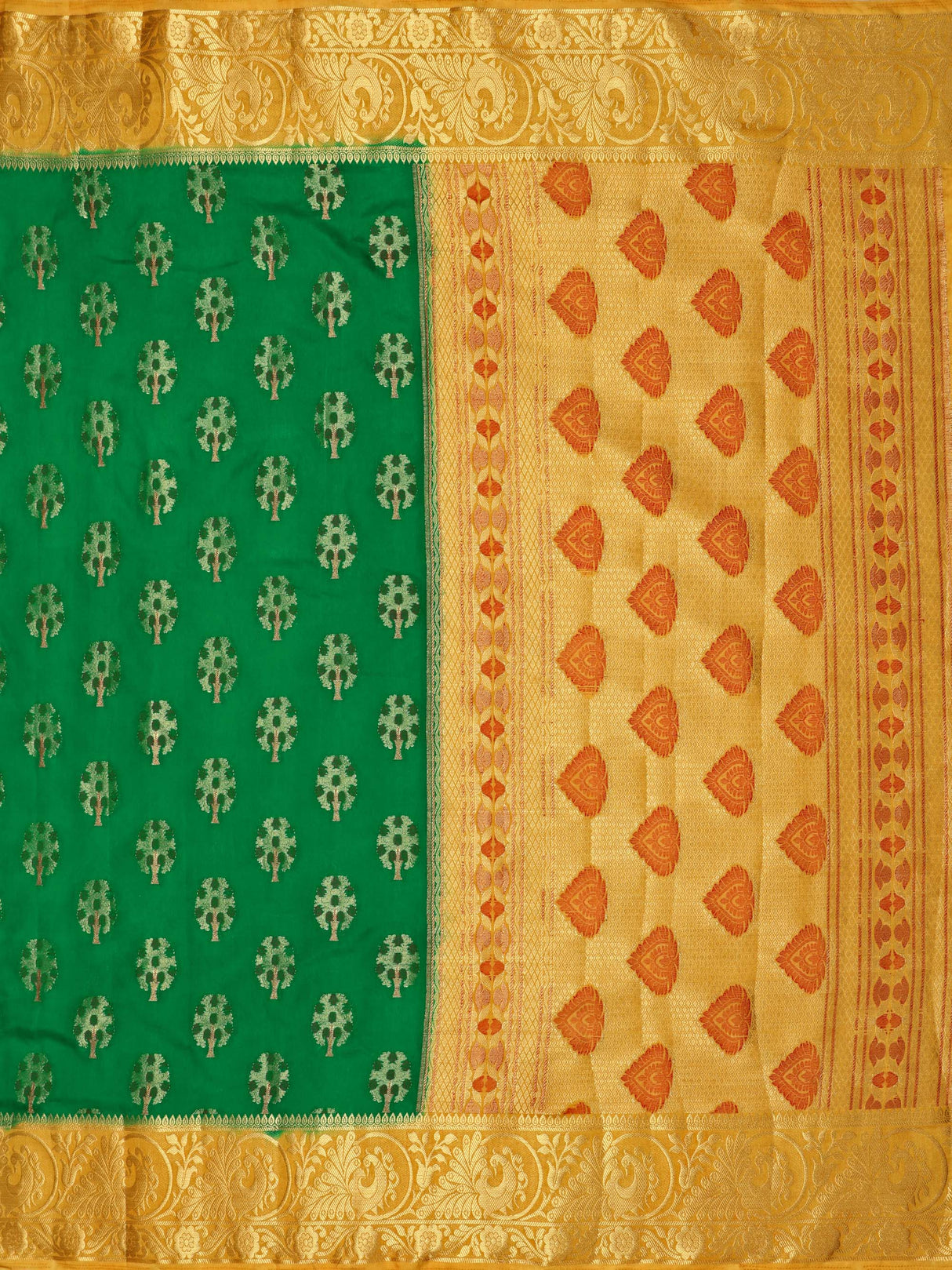 Mimosa Womens Art Silk Saree Paithani Green Color
