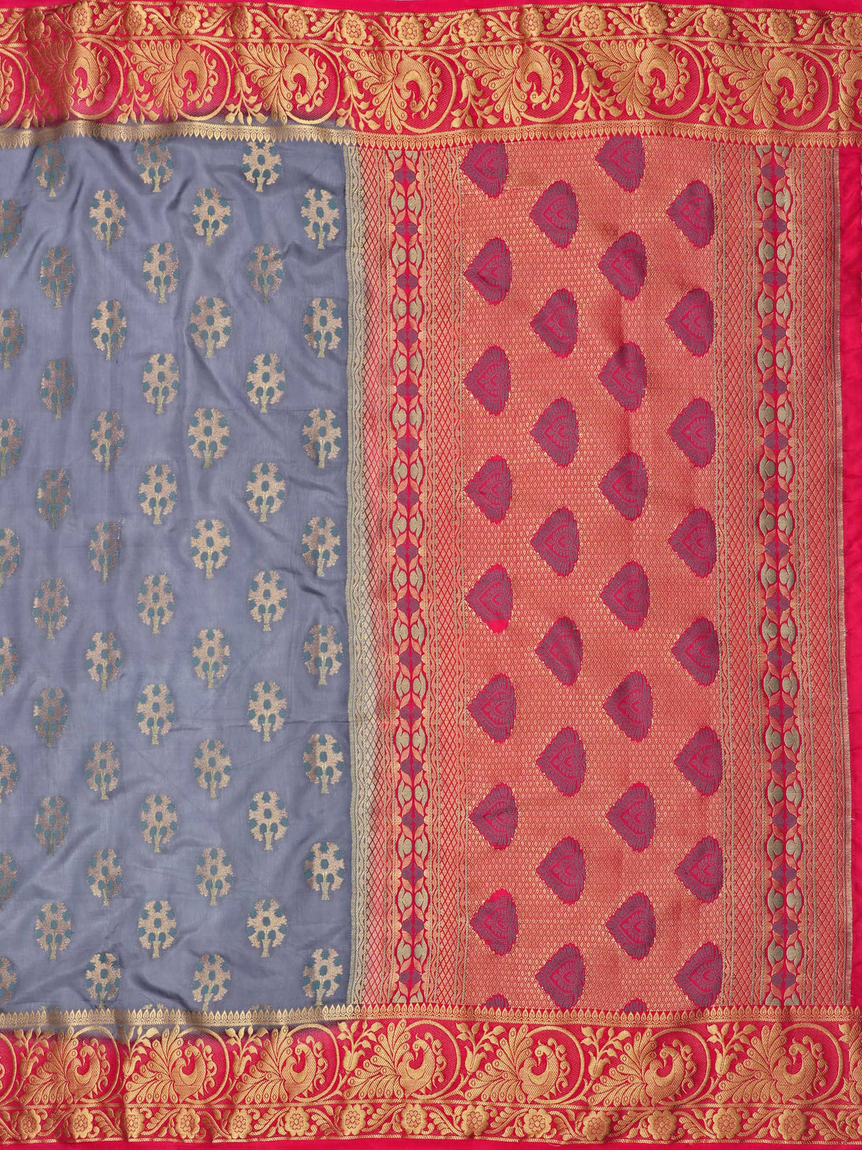 Mimosa Womens Art Silk Saree Paithani Grey Color