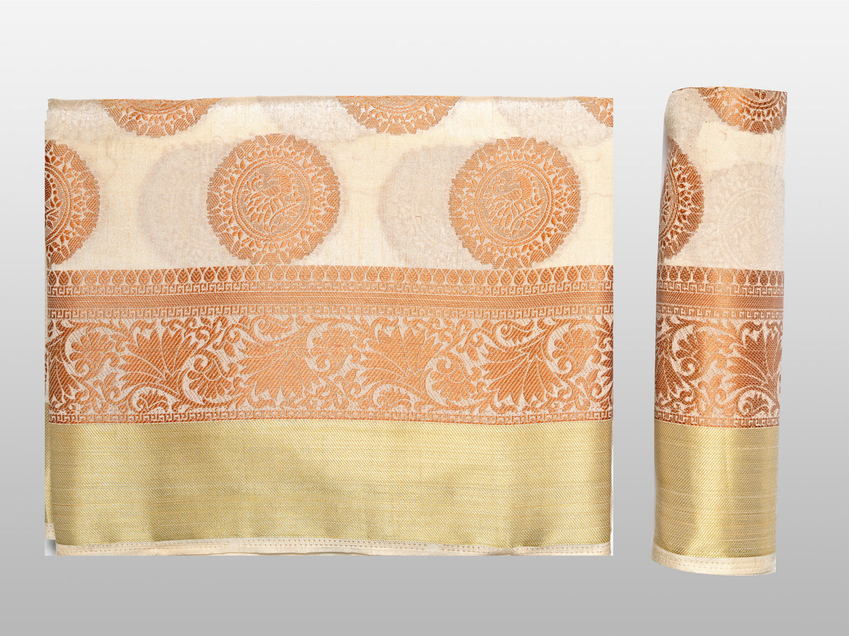 Mimosa Womens Art Silk Saree Kanjivaram Halfwhite Color