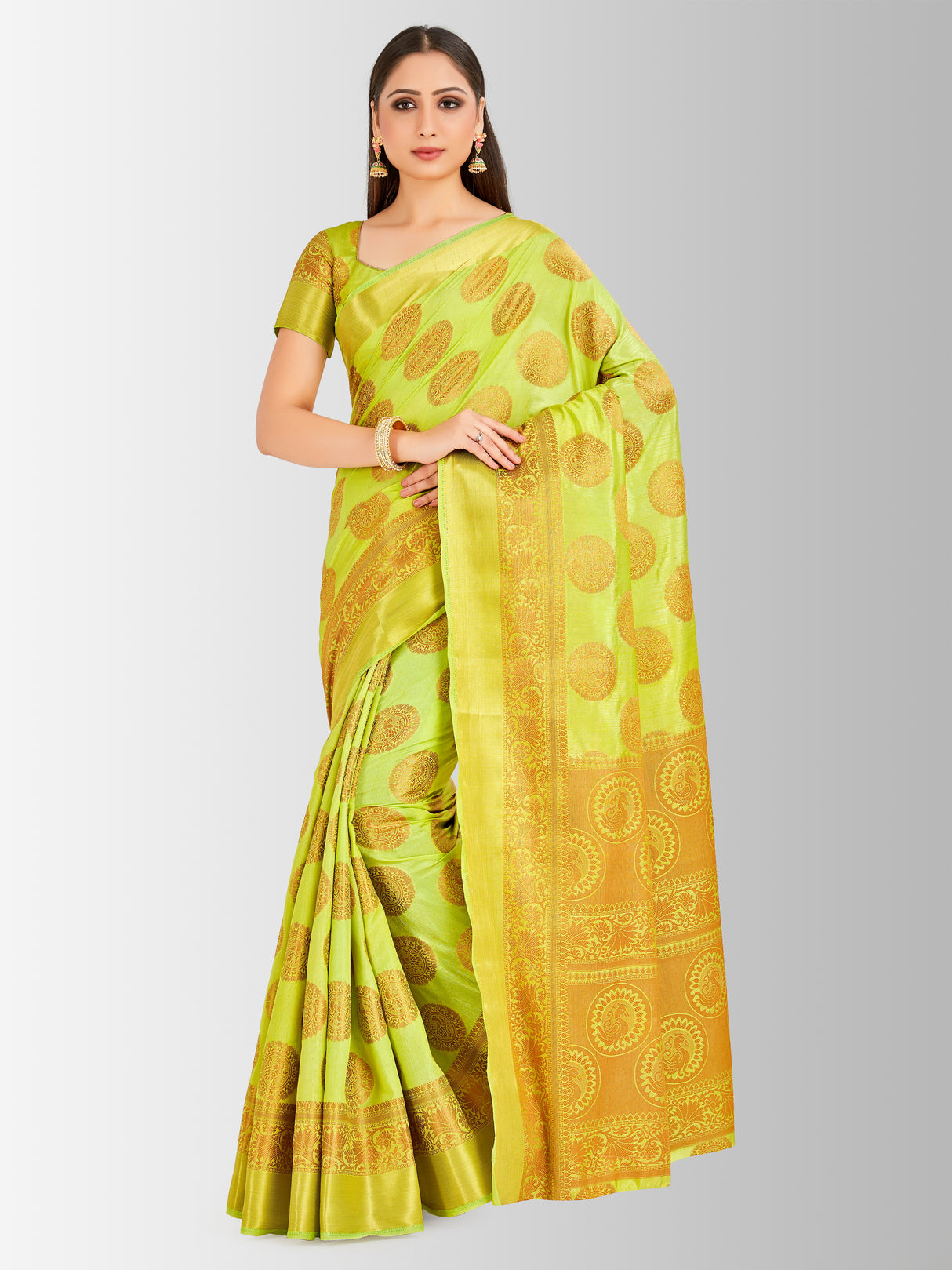 Mimosa Womens Art Silk Saree Kanjivaram Liril Color