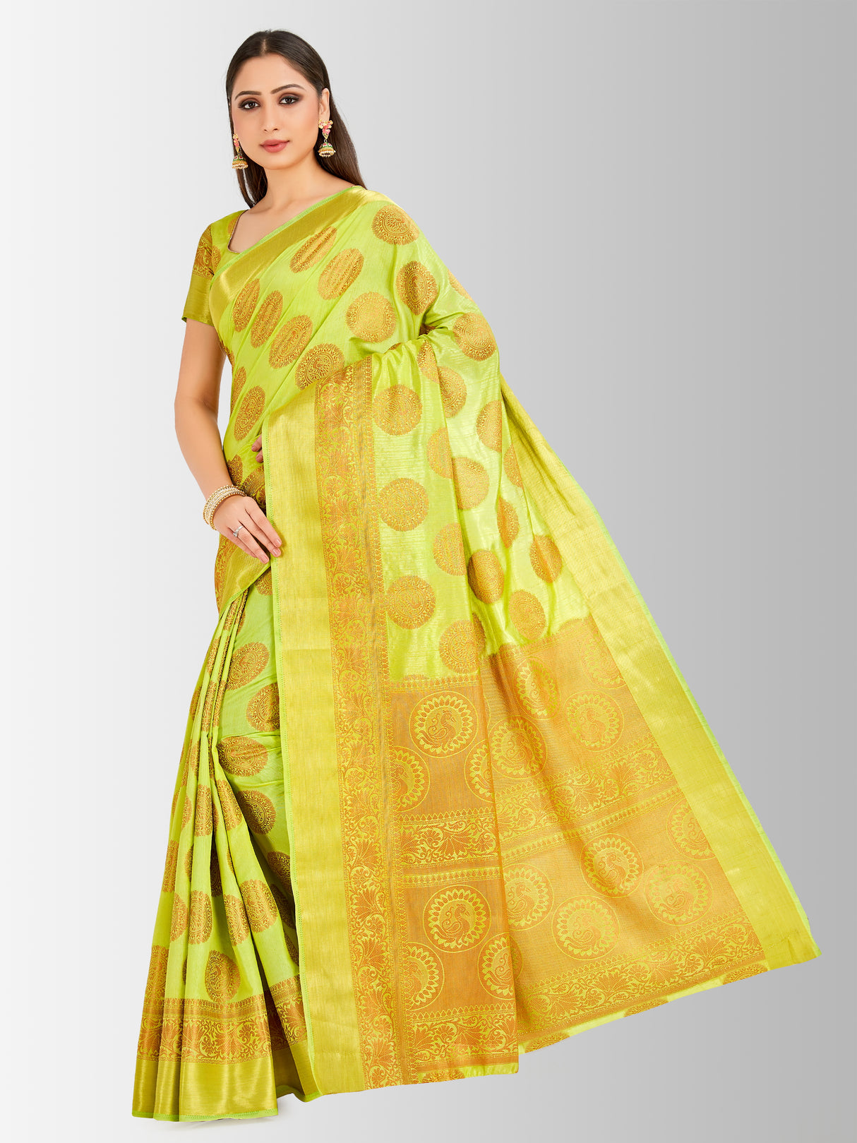 Mimosa Womens Art Silk Saree Kanjivaram Liril Color