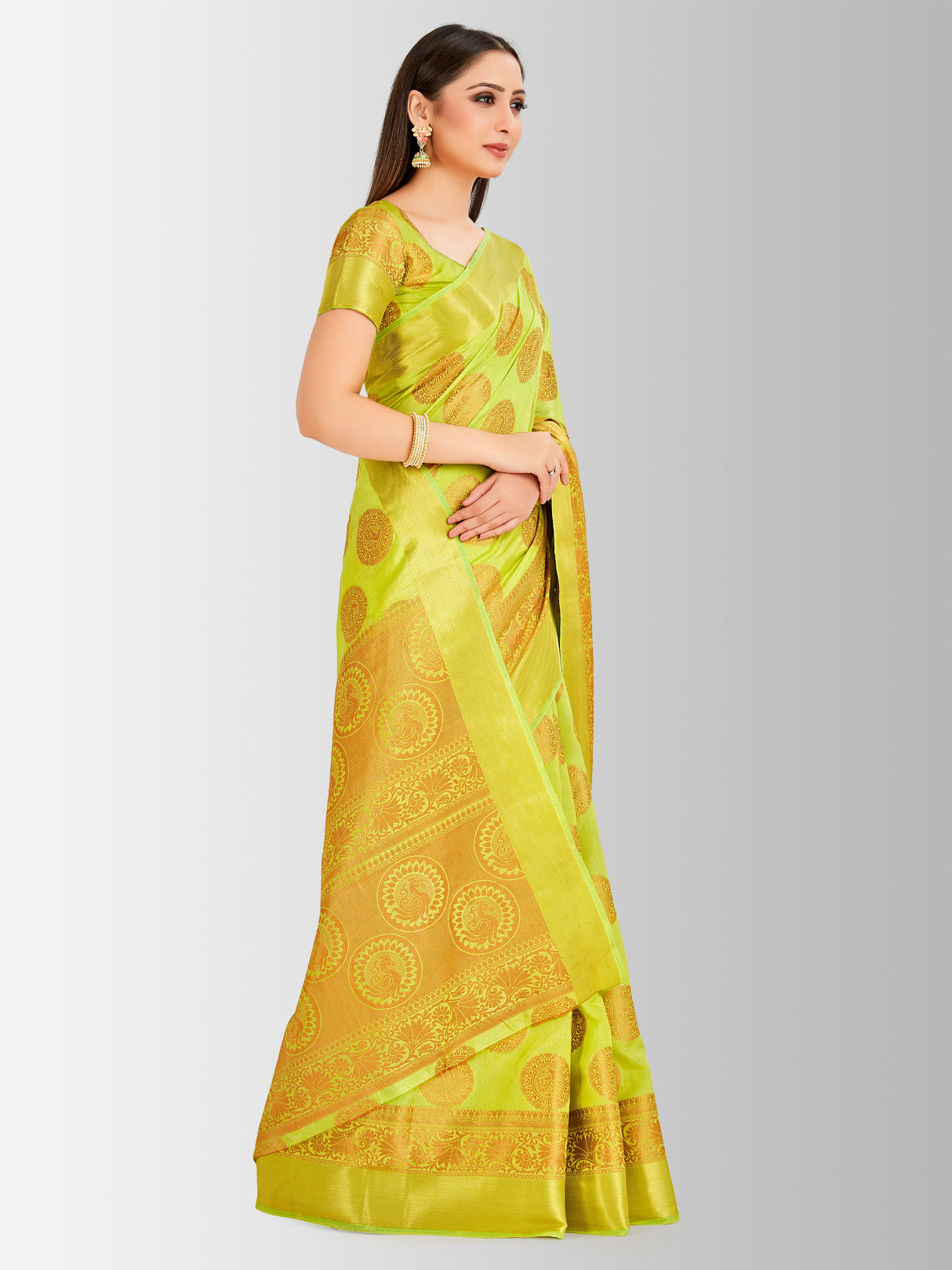 Mimosa Womens Art Silk Saree Kanjivaram Liril Color
