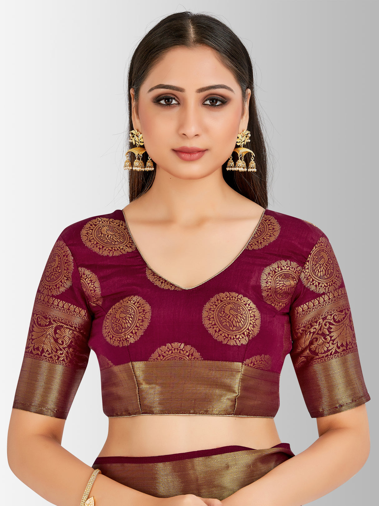 Mimosa Womens Art Silk Saree Kanjivaram Maroon Color