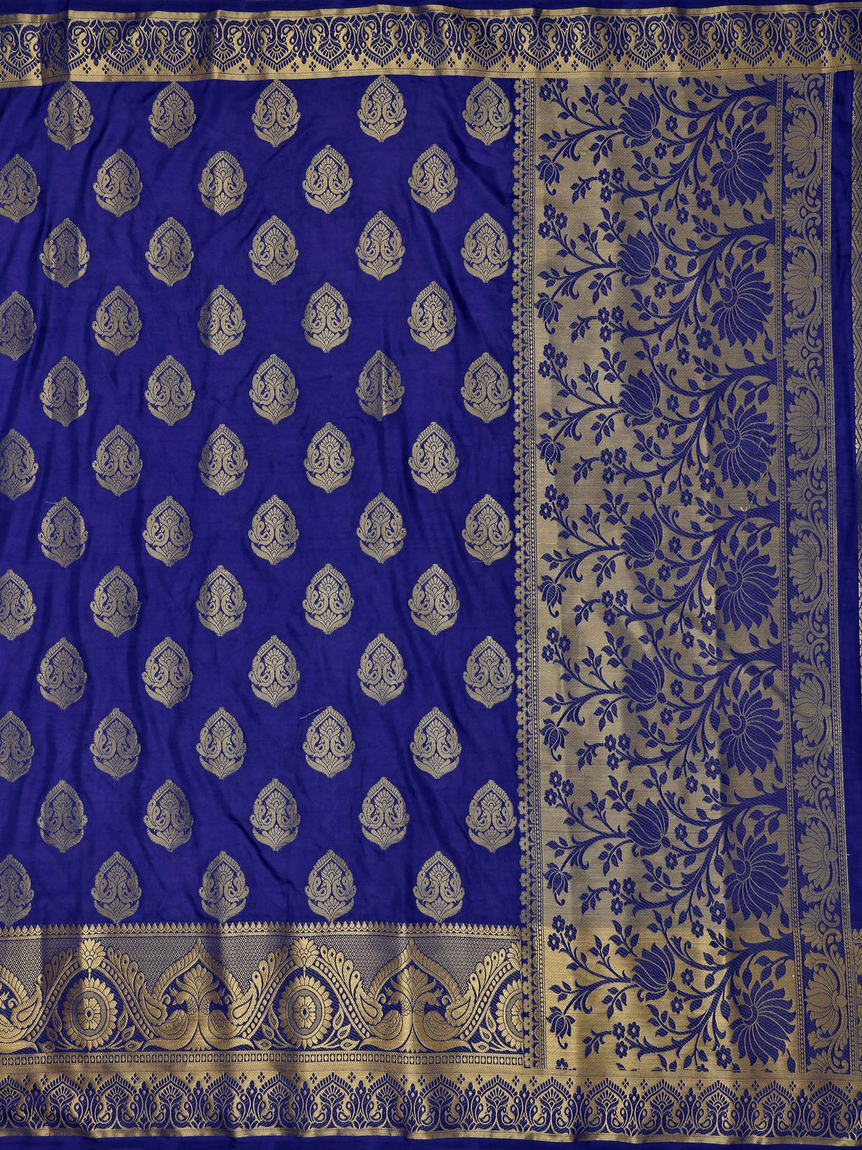 Mimosa Womens Art Silk Saree Kanjivaram Navy Blue Color