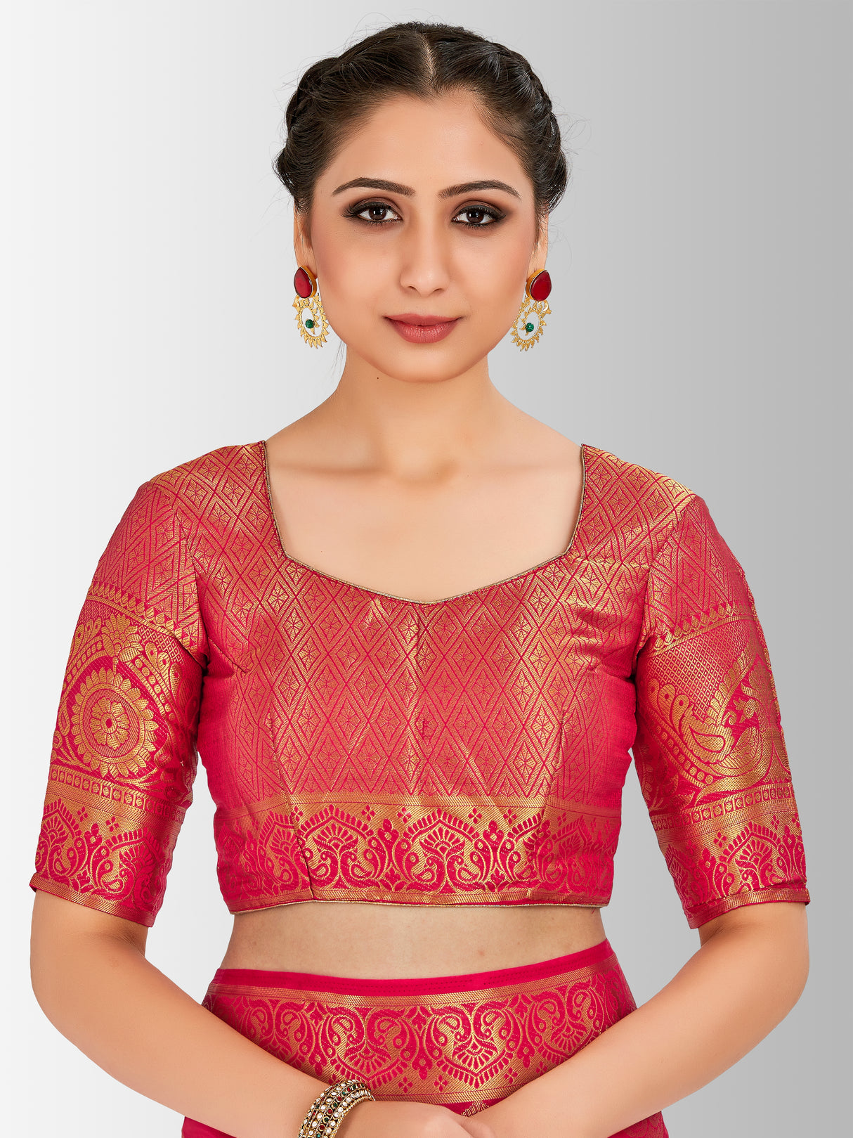 Mimosa Womens Art Silk Saree Kanjivaram Red Color