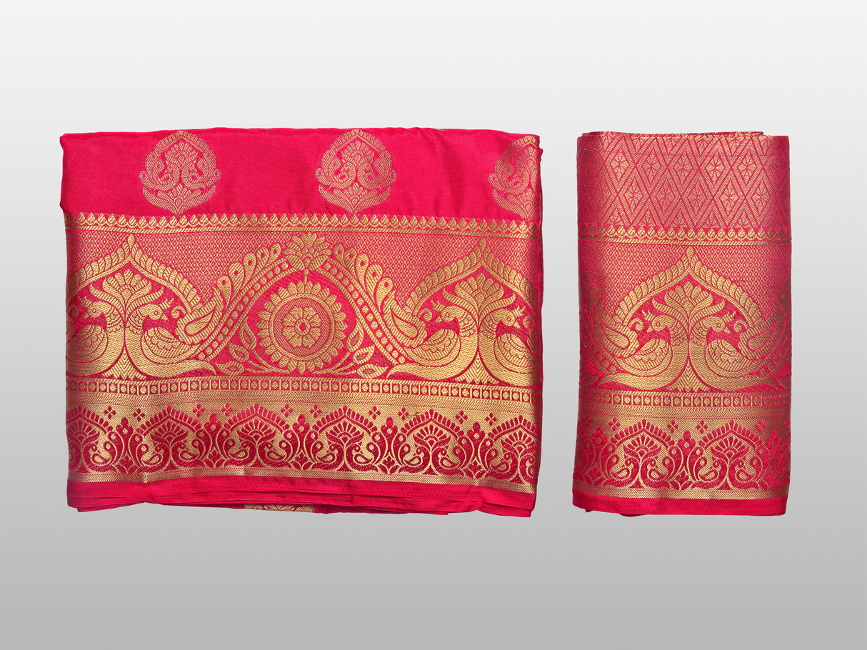Mimosa Womens Art Silk Saree Kanjivaram Red Color