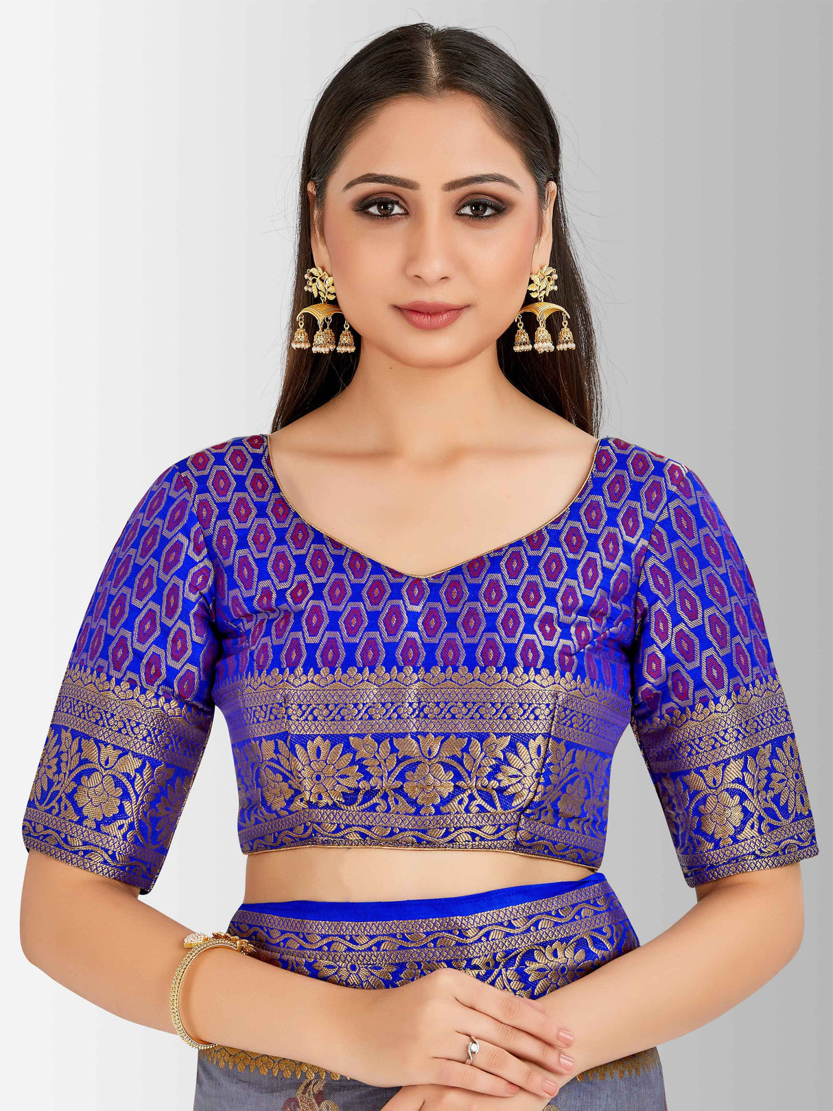 Mimosa Womens Art Silk Saree Paithani Grey Color