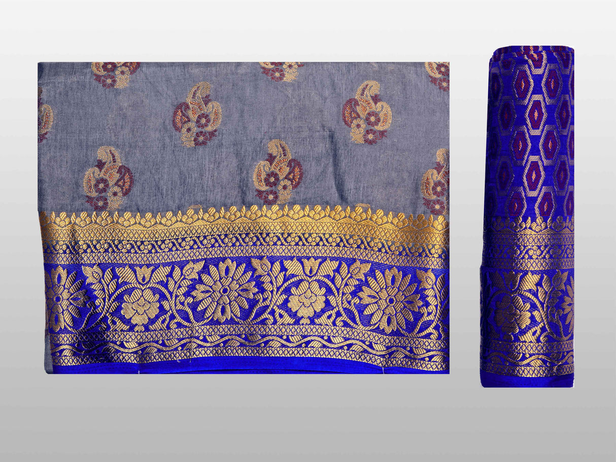 Mimosa Womens Art Silk Saree Paithani Grey Color