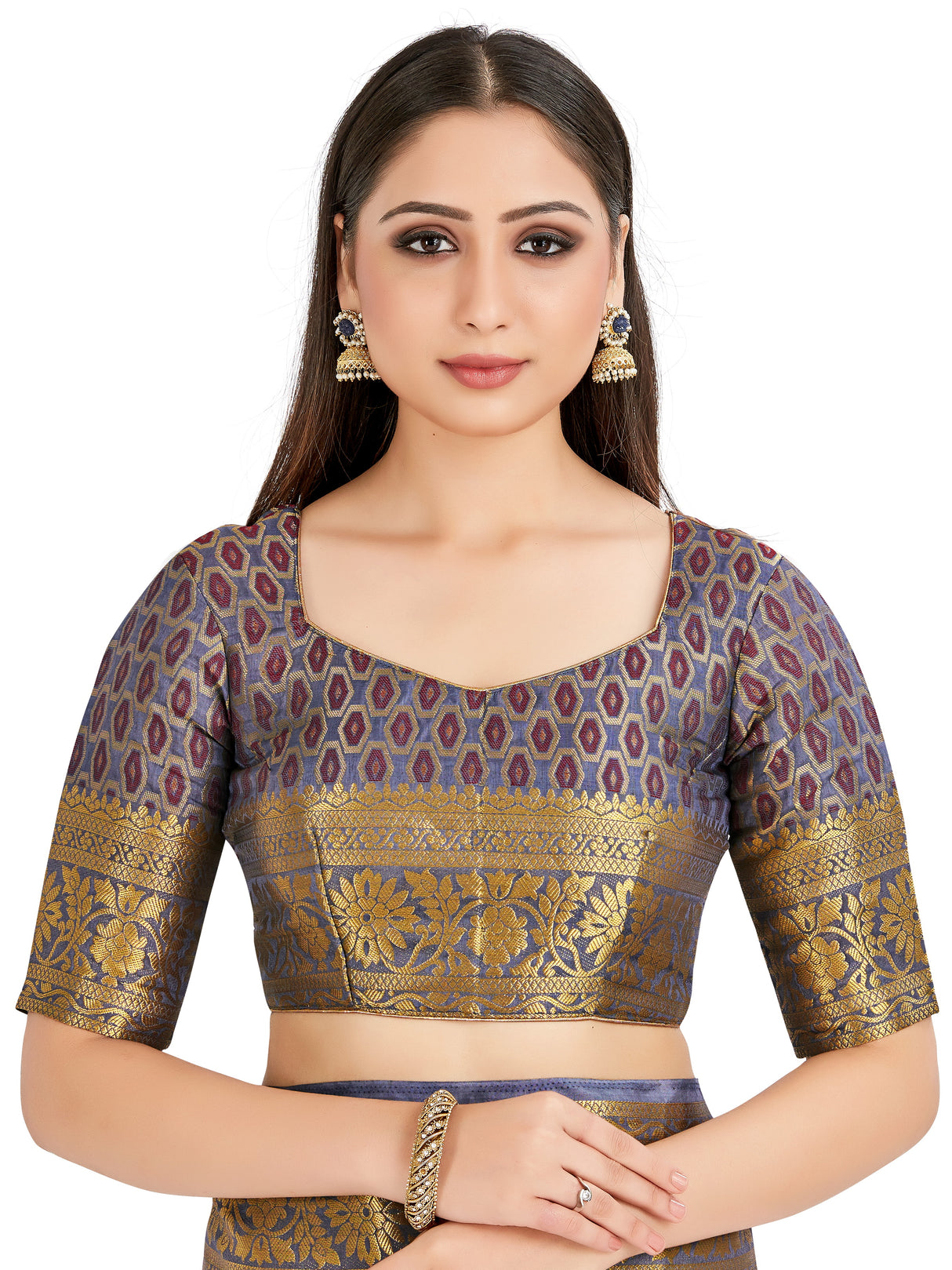 Mimosa Womens Art Silk Saree Paithani Navy Blue Color