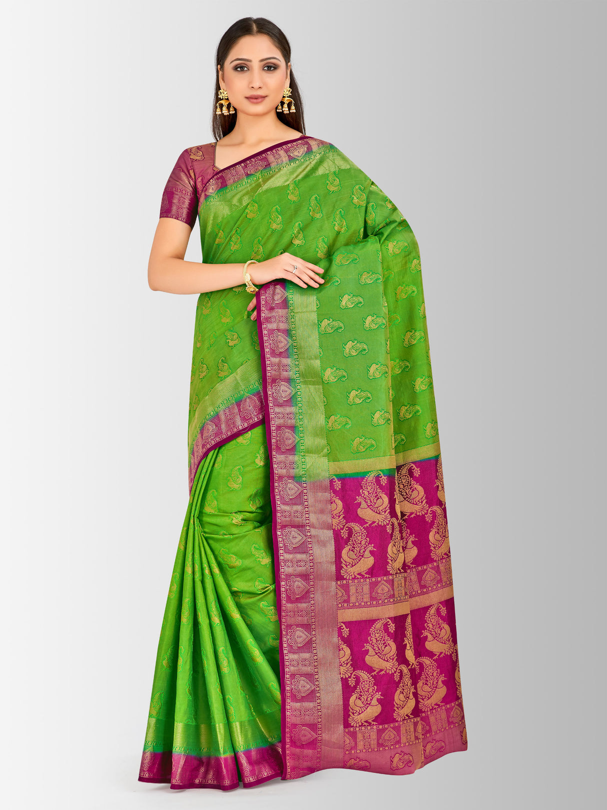 Mimosa Womens Art Silk Saree Kanjivaram Liril Color