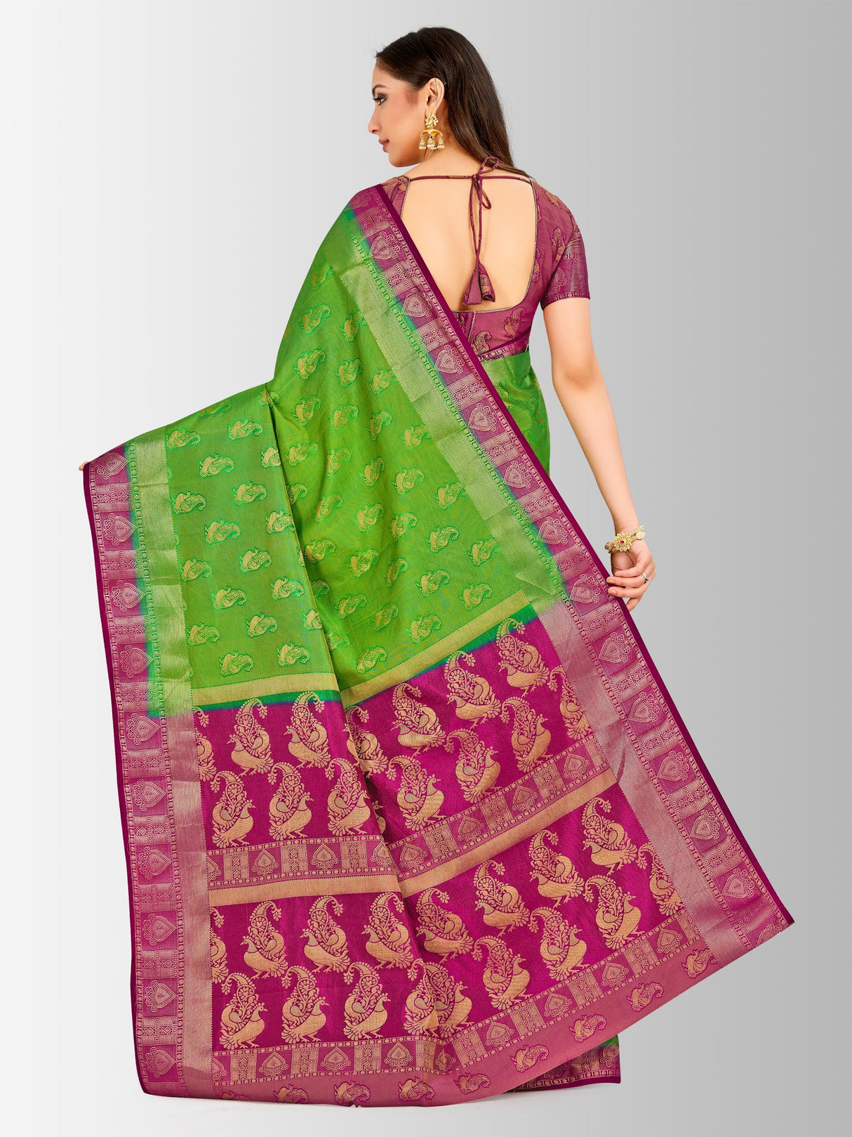 Mimosa Womens Art Silk Saree Kanjivaram Liril Color