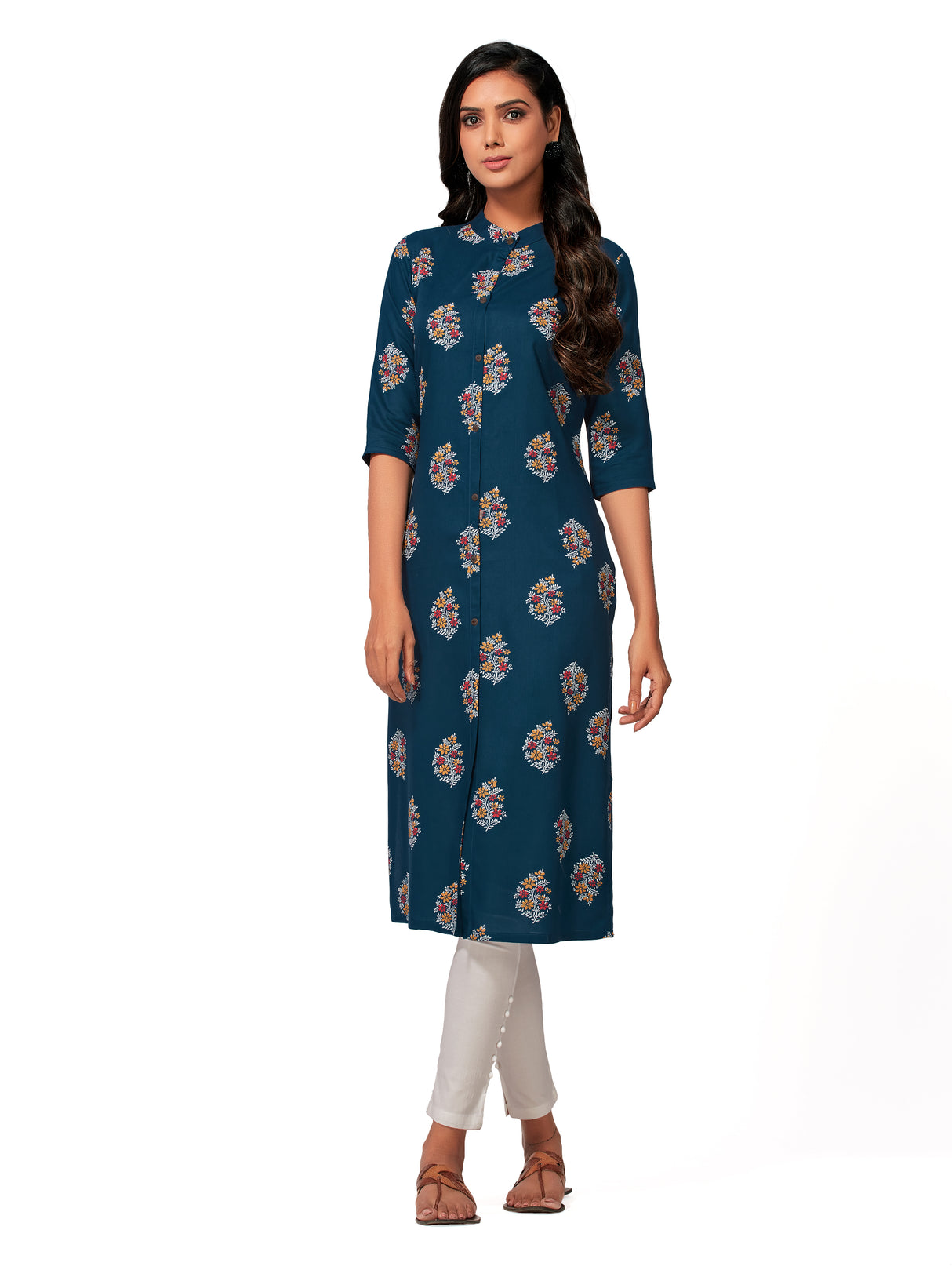 Mimosa Women Blue Color Printed Straight Kurta