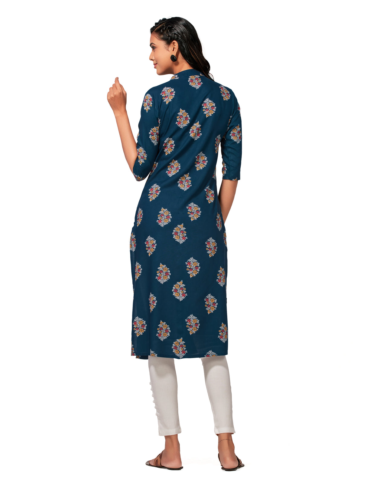 Mimosa Women Blue Color Printed Straight Kurta