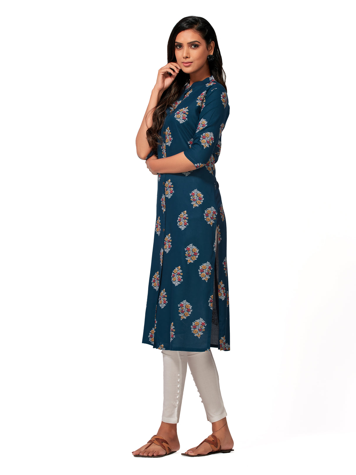 Mimosa Women Blue Color Printed Straight Kurta