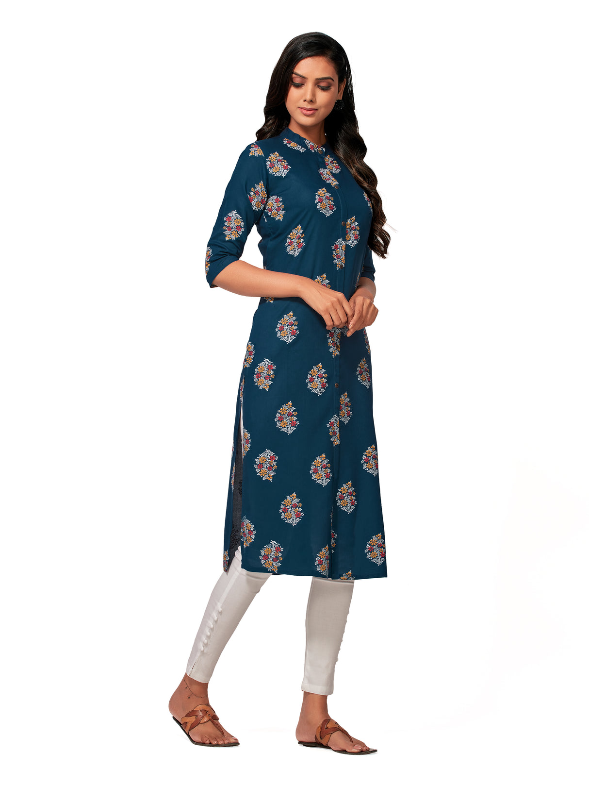 Mimosa Women Blue Color Printed Straight Kurta