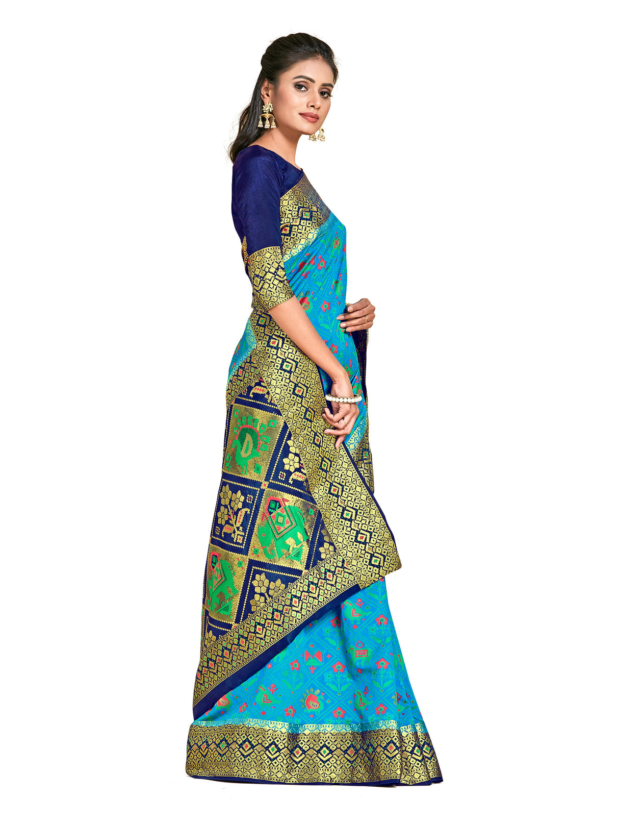 Mimosa Womens Art Silk Saree Patola Ananda Color