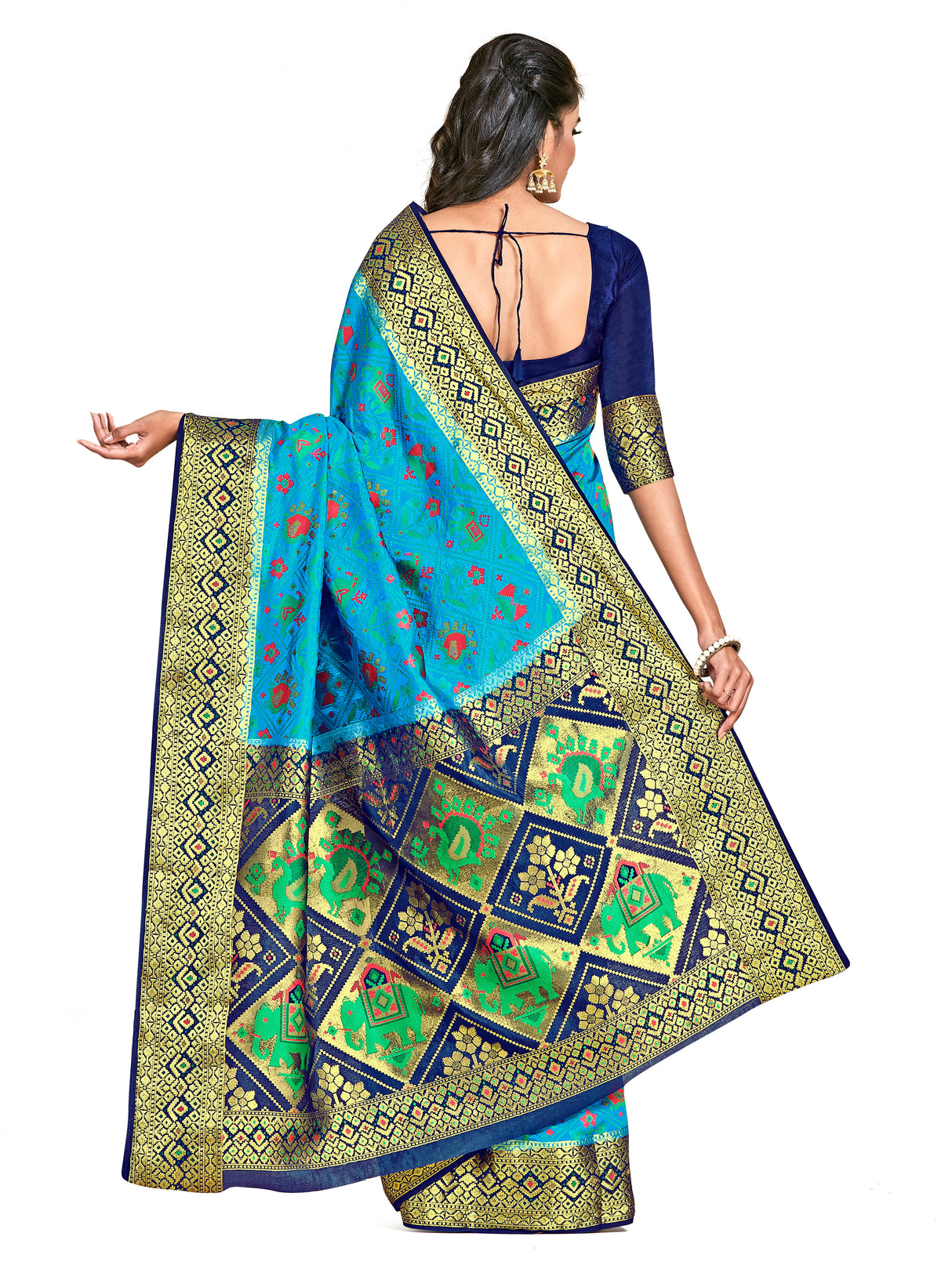 Mimosa Womens Art Silk Saree Patola Ananda Color