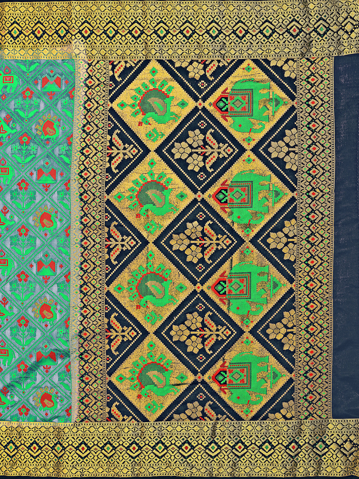 Mimosa Womens Art Silk Saree Patola Grey Color