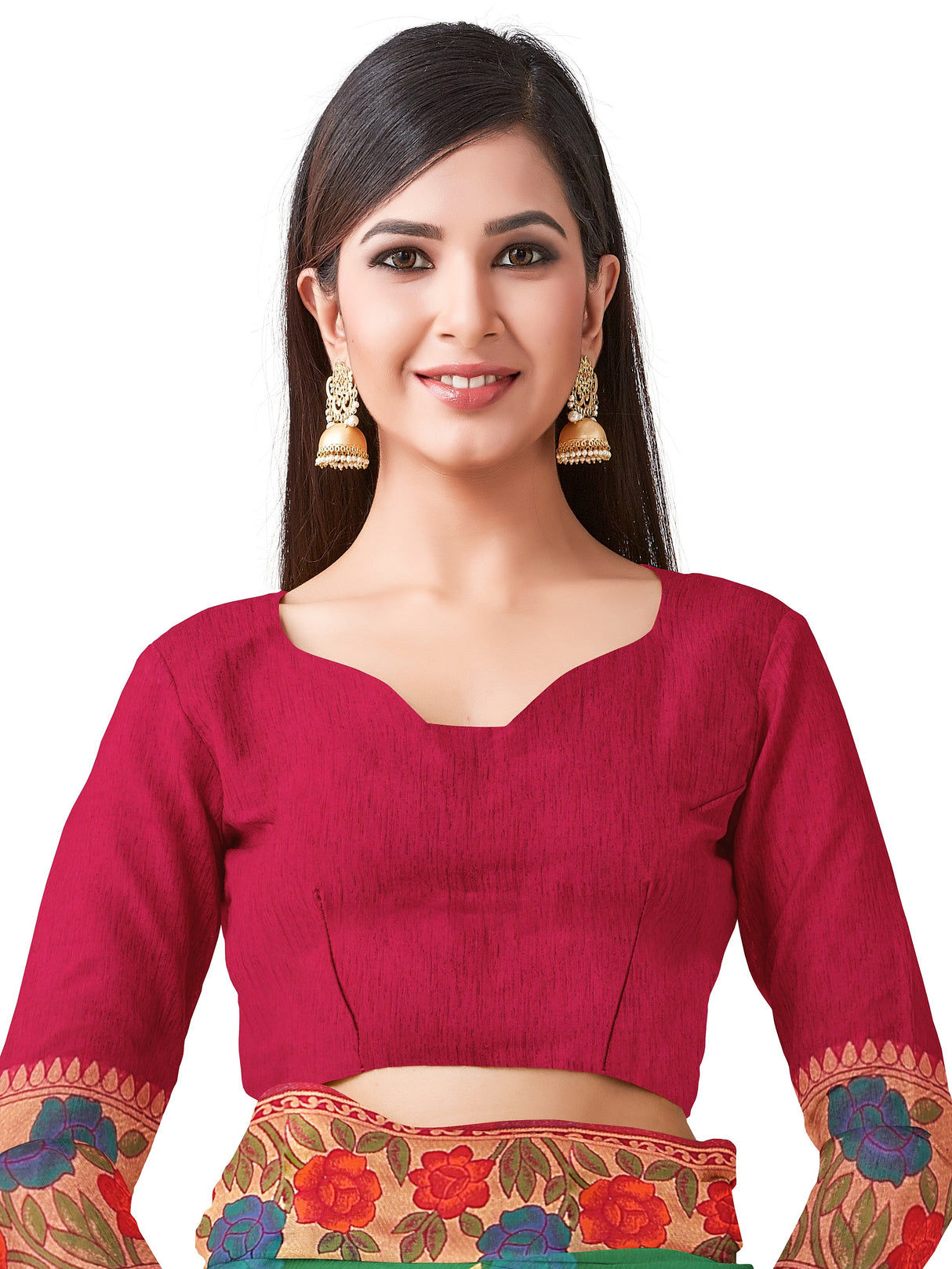 Mimosa Womens Art Silk Saree Patola Green Color