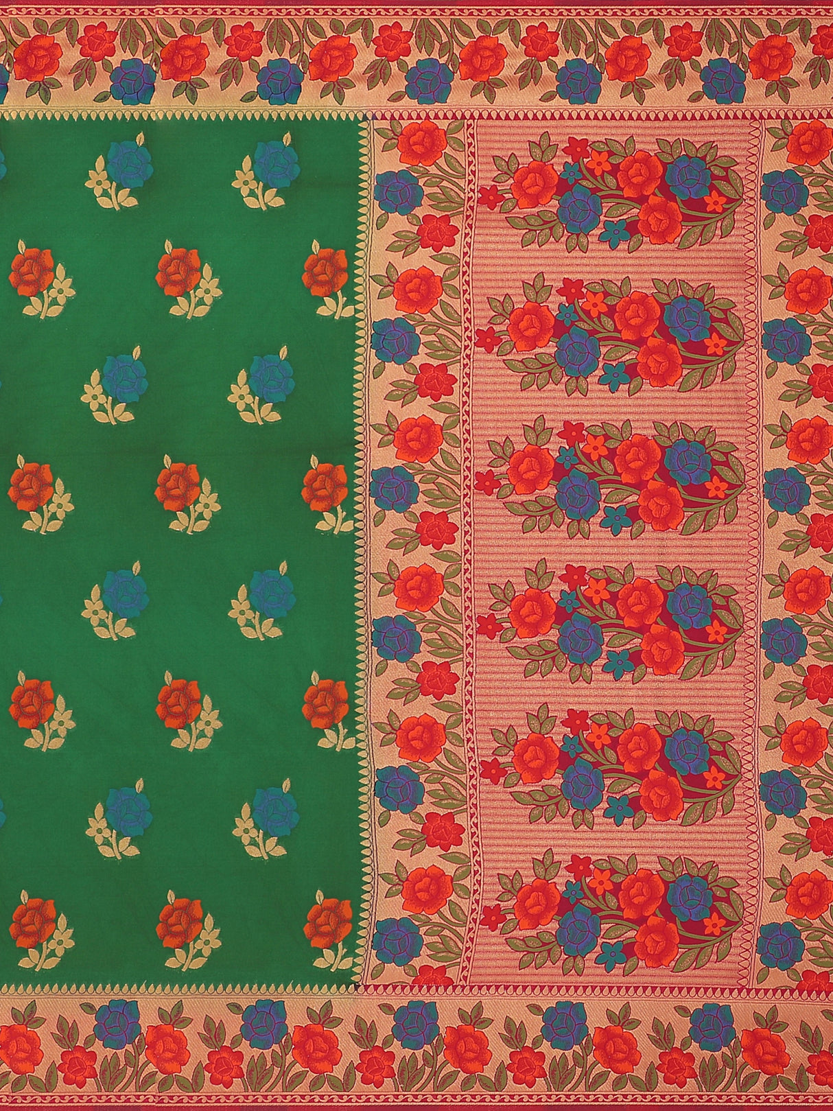 Mimosa Womens Art Silk Saree Patola Green Color