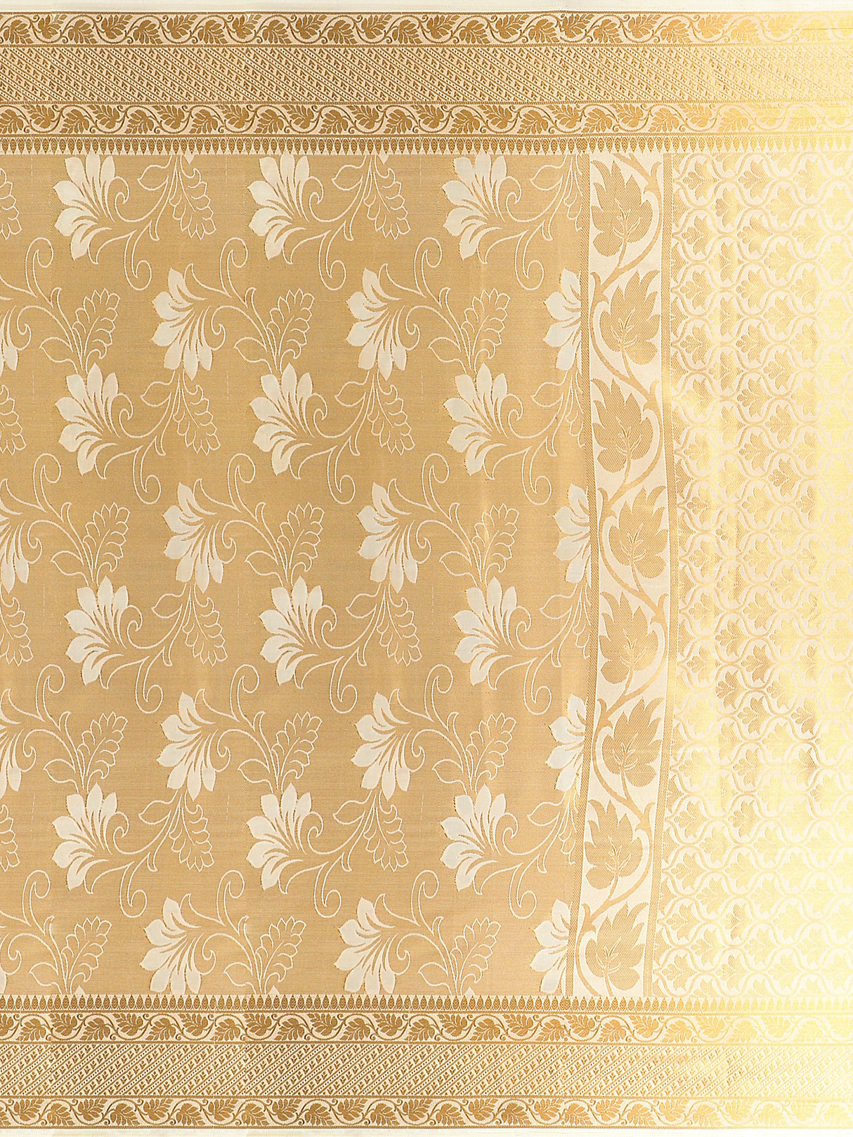 Mimosa Womens Art Silk Saree Kasavu Cream Color