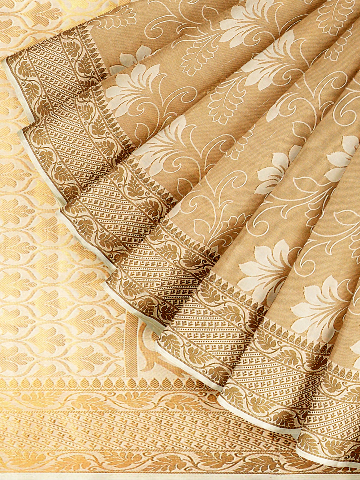 Mimosa Womens Art Silk Saree Kasavu Cream Color
