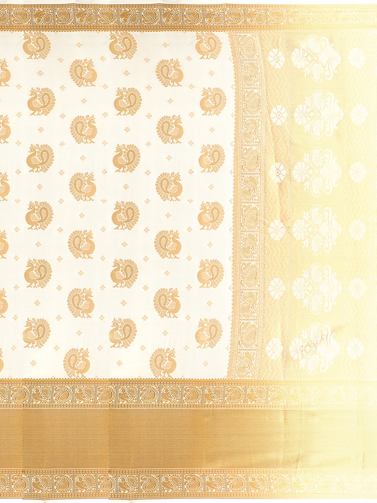 Mimosa Womens Art Silk Saree Kasavu Cream Color