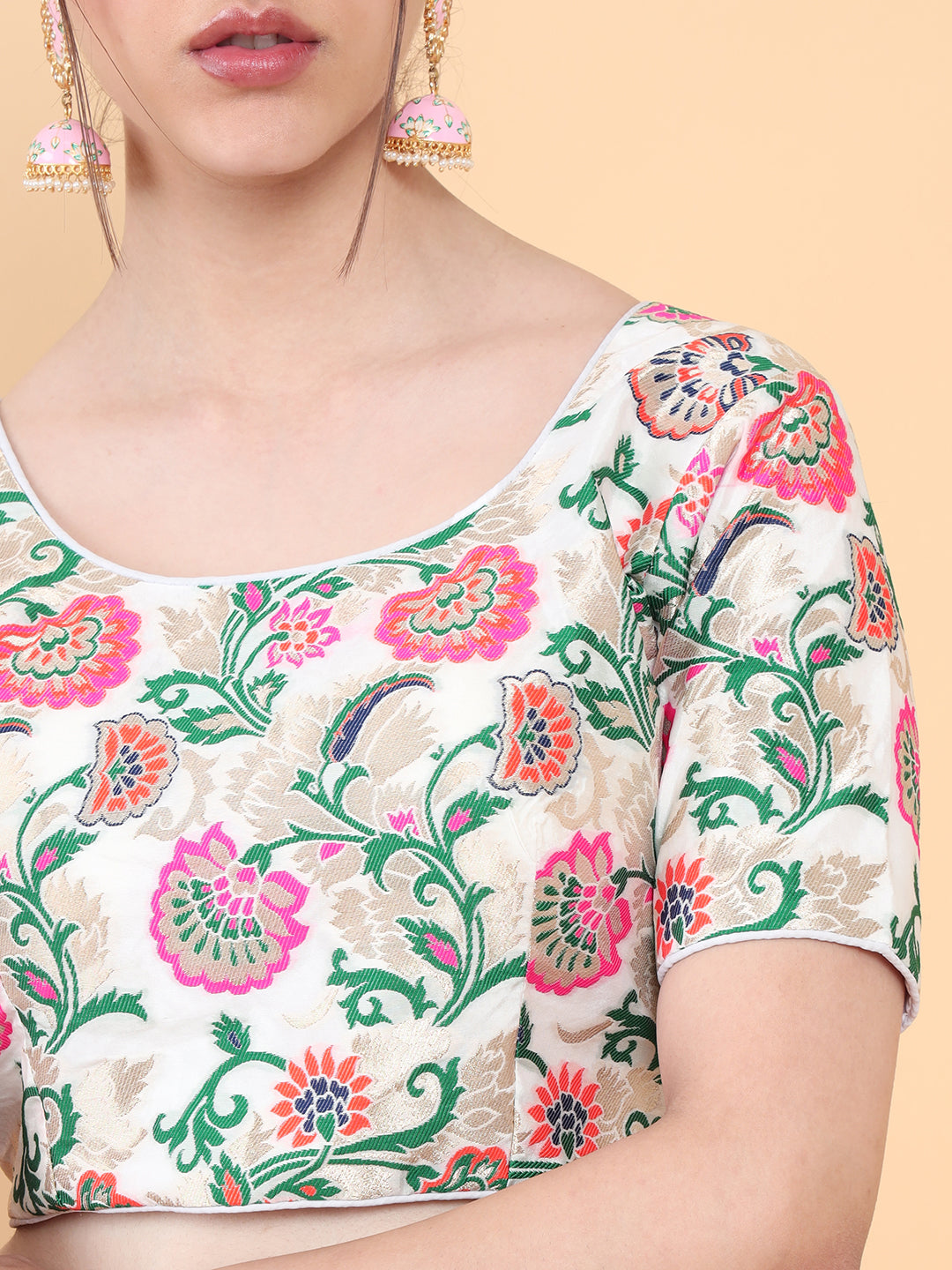 Mimosa Off White Woven Design Readymade Blouse